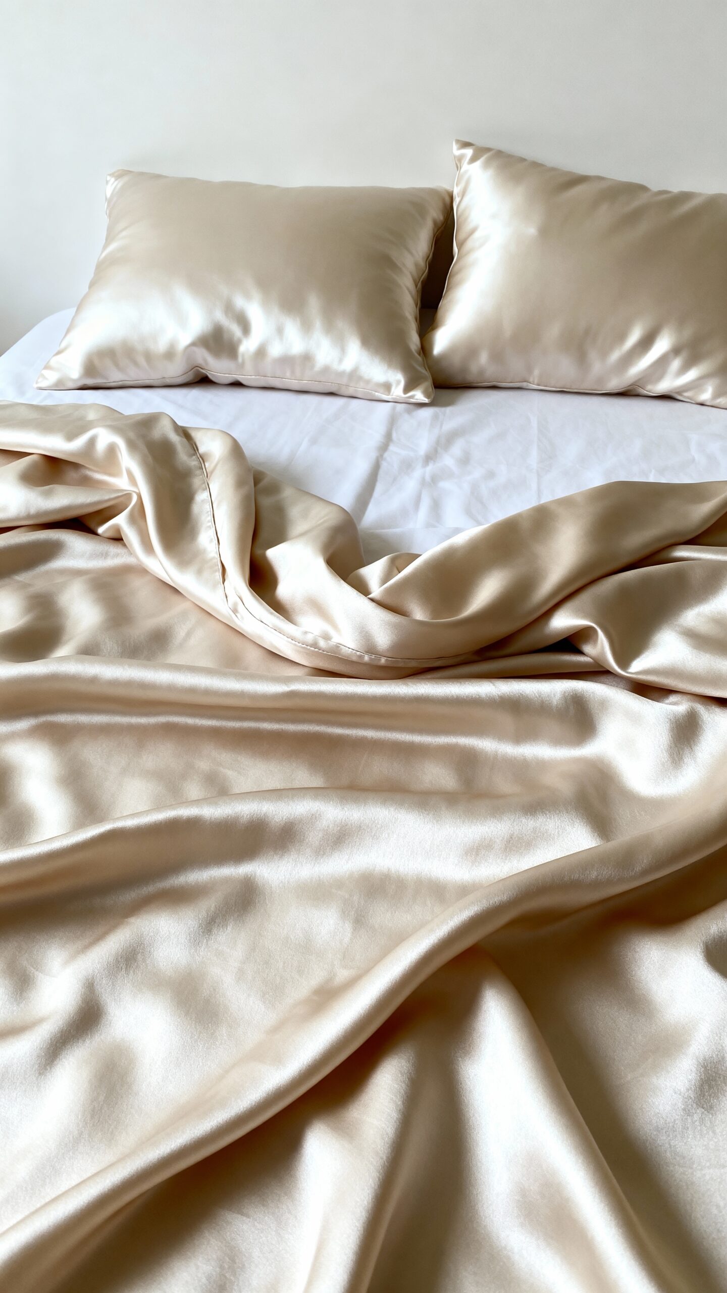 refined linen bedding in champagne