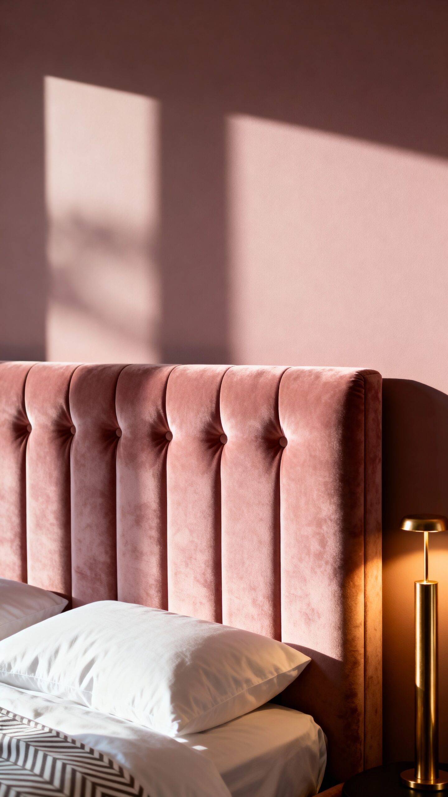 refined luxurious calming elegant blush velvet headboard