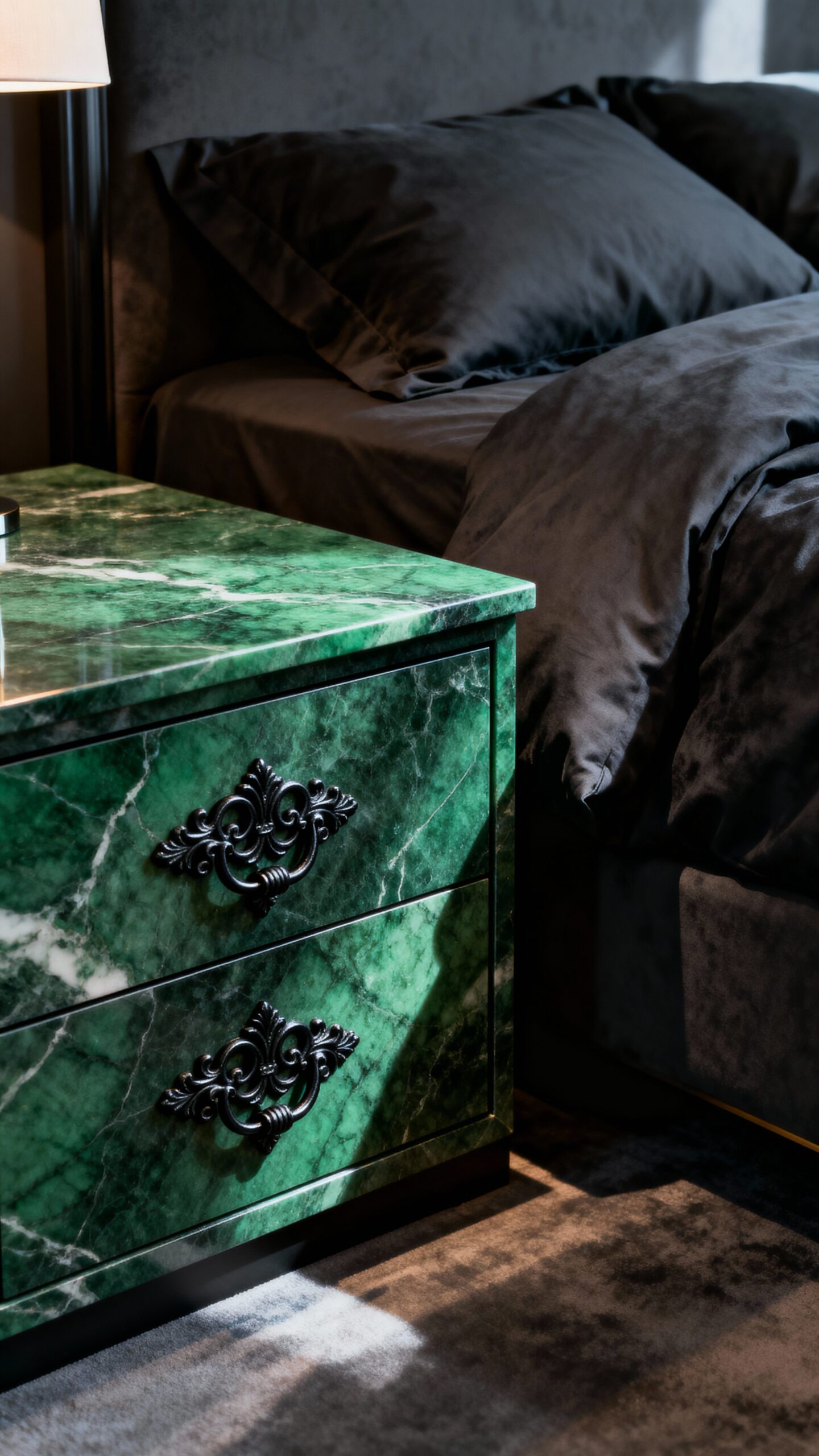 refined luxurious marble wrought iron bedroom