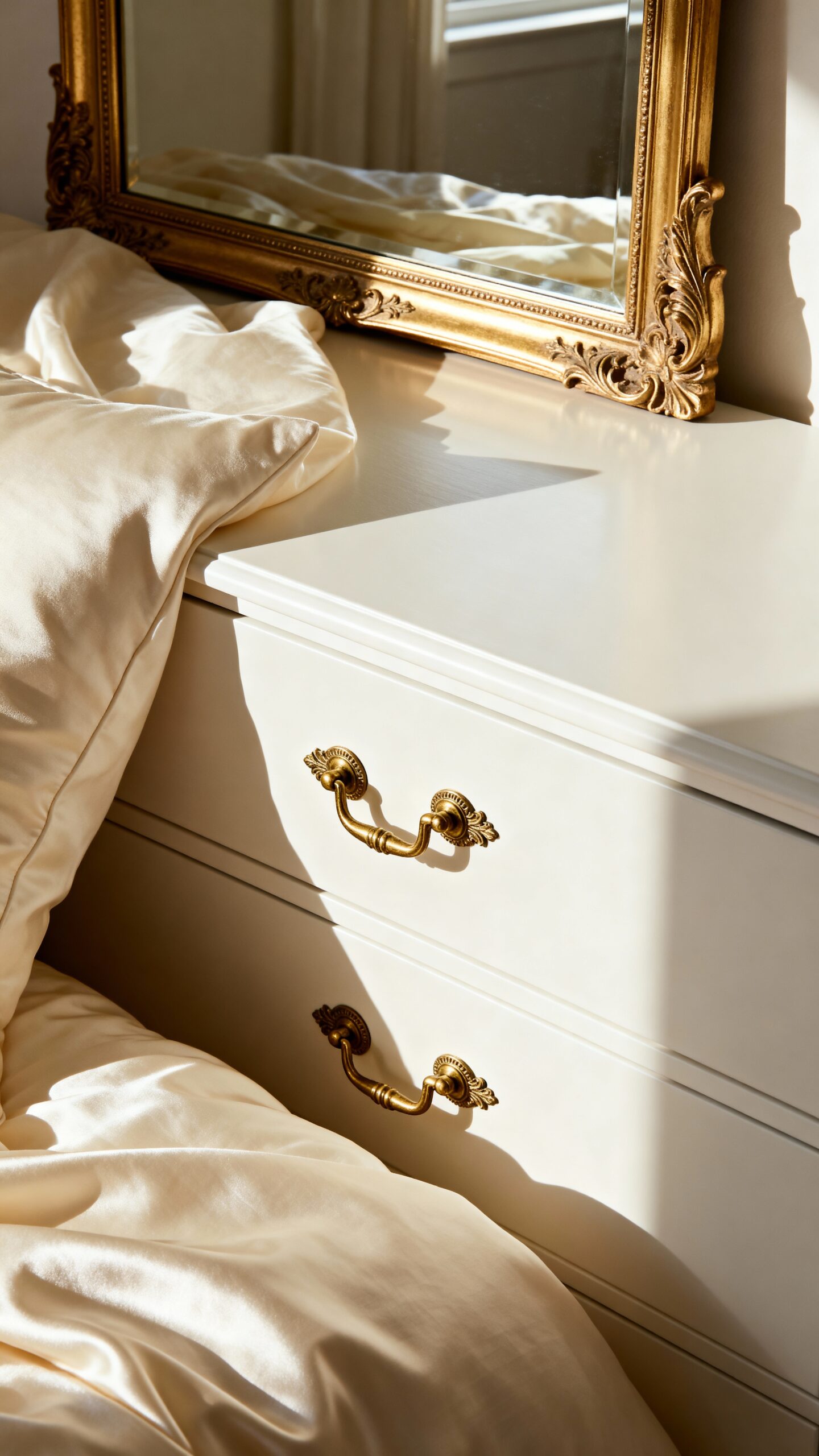refined white and gold bedroom