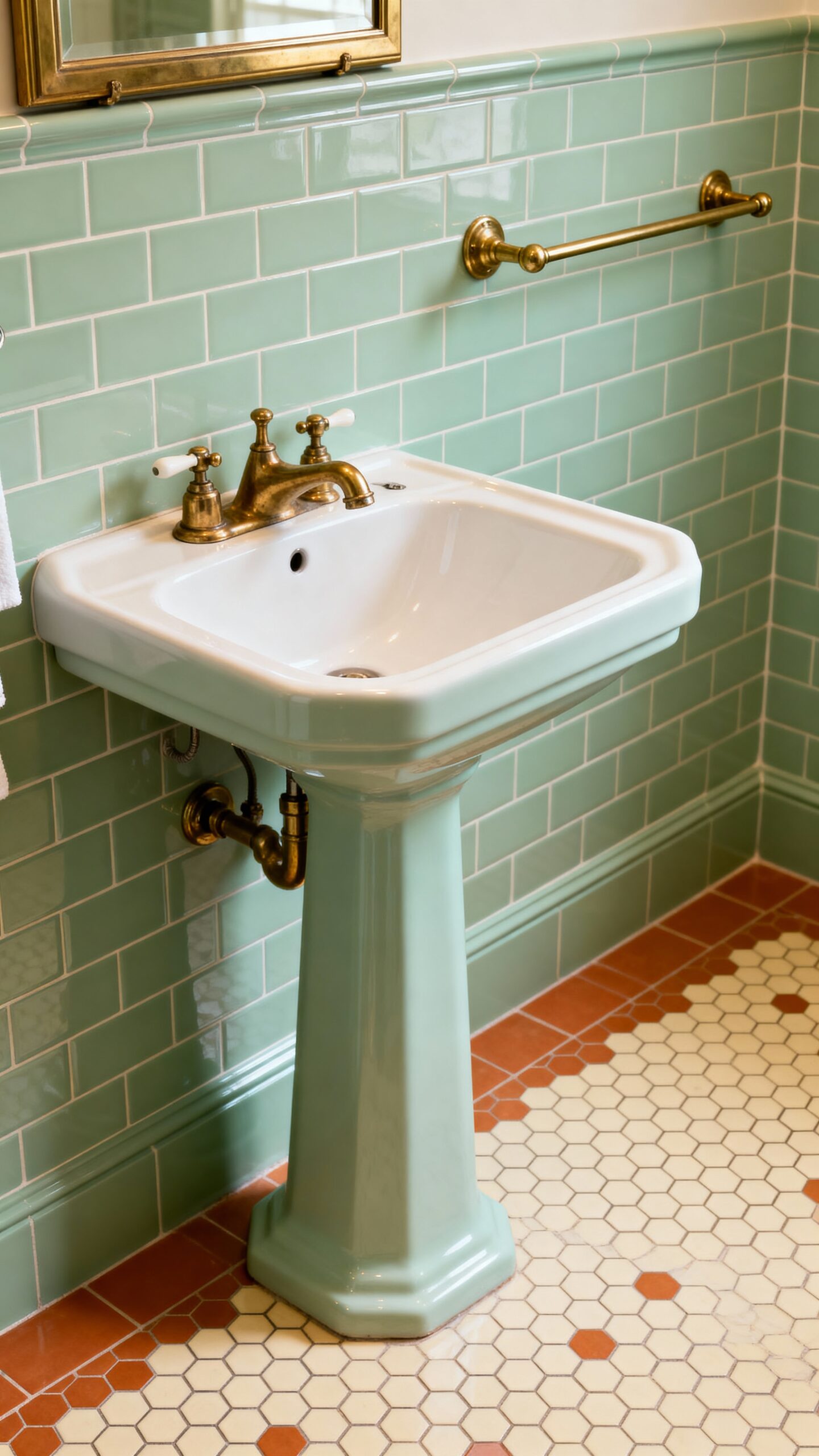 retro charm vintage half bathroom ideas