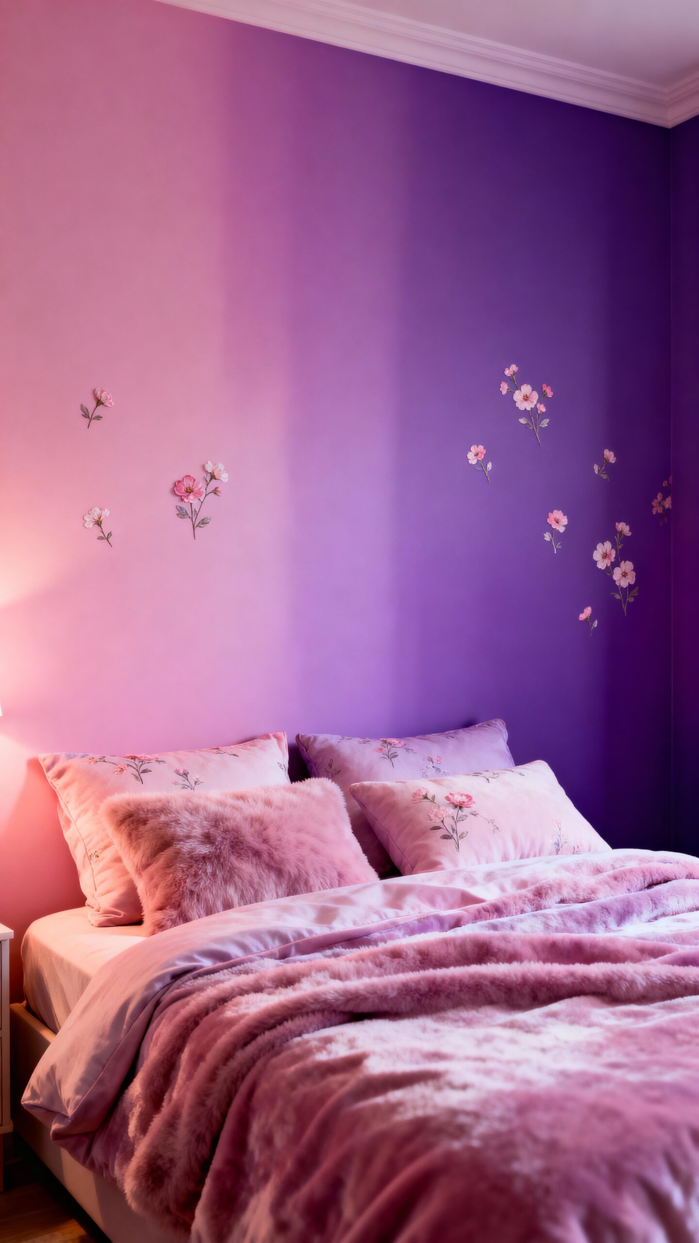romantic ombre pink to purple walls
