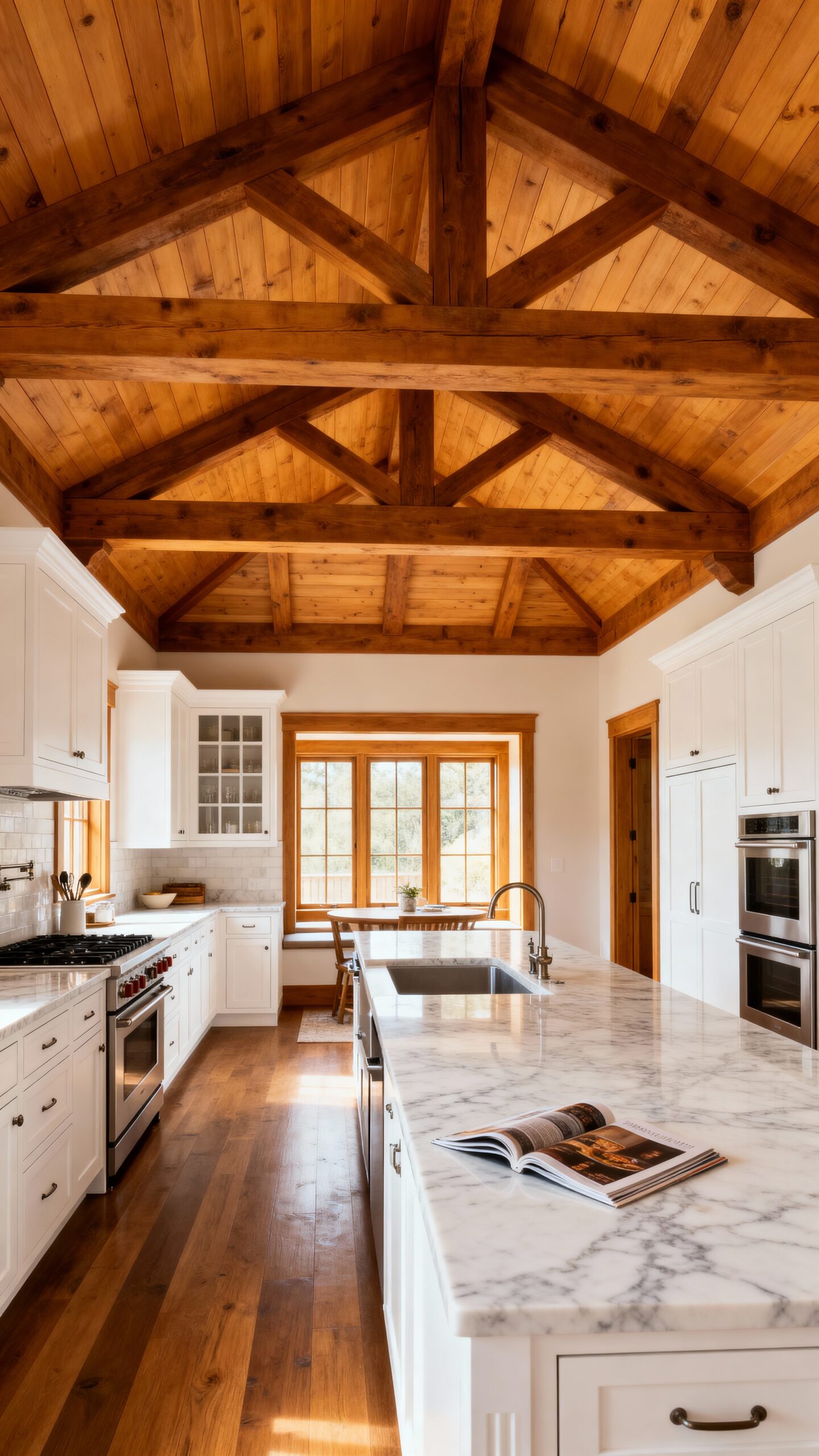 rustic charm defines open kitchen spaces