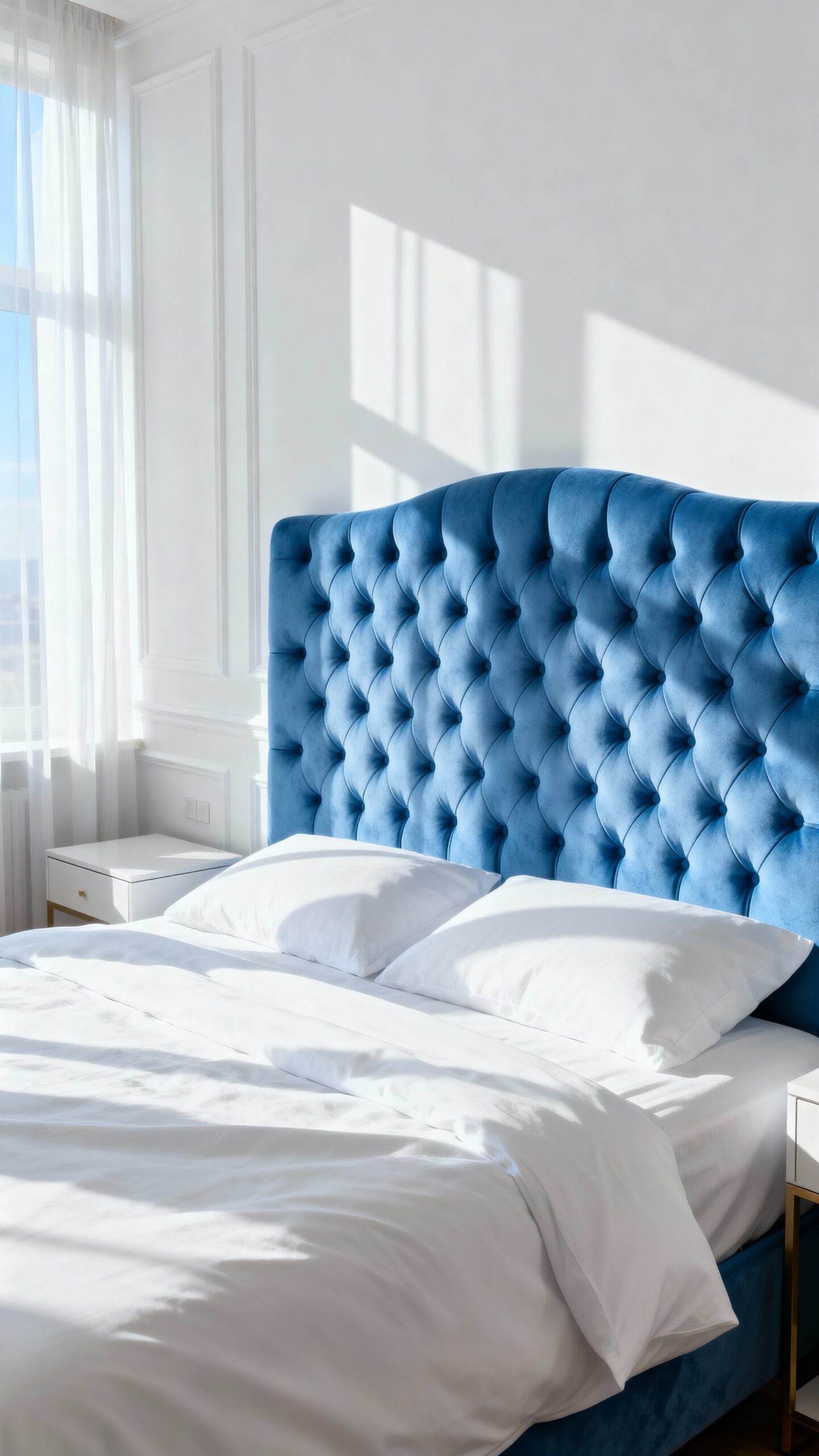 serene blue focal point headboard