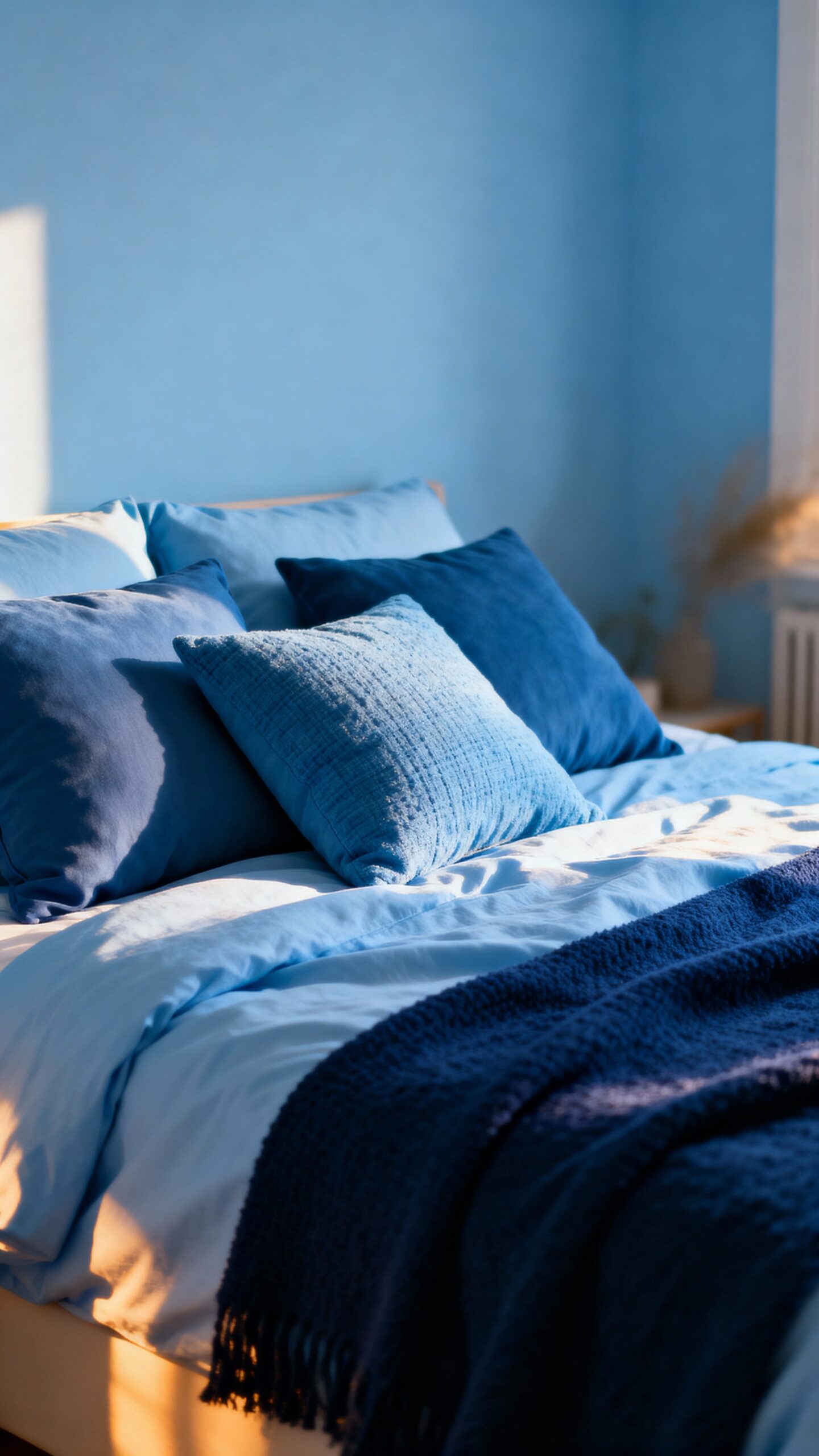 serene monochromatic blue layered retreat