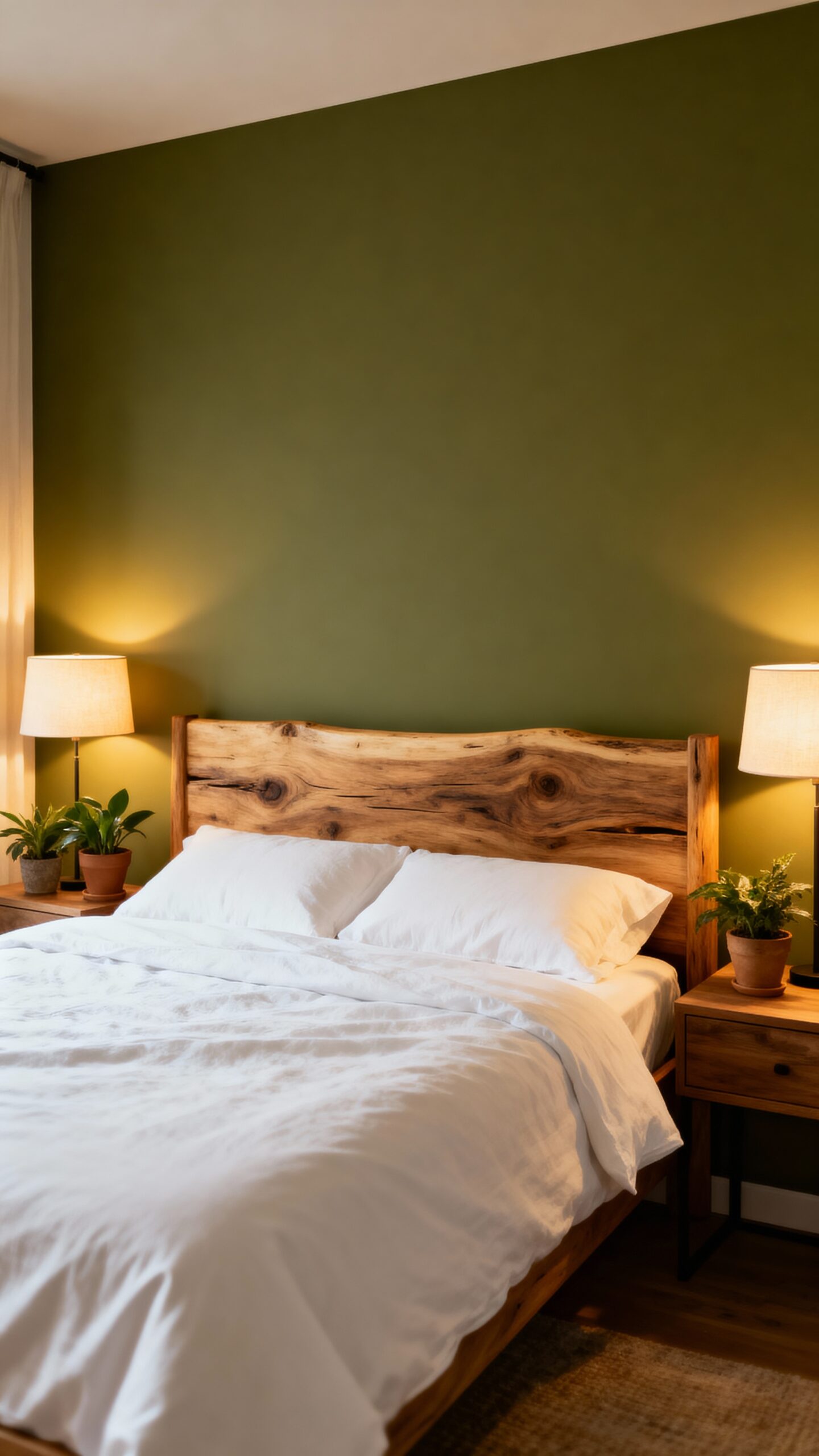 serene nature inspired bedroom accent wall