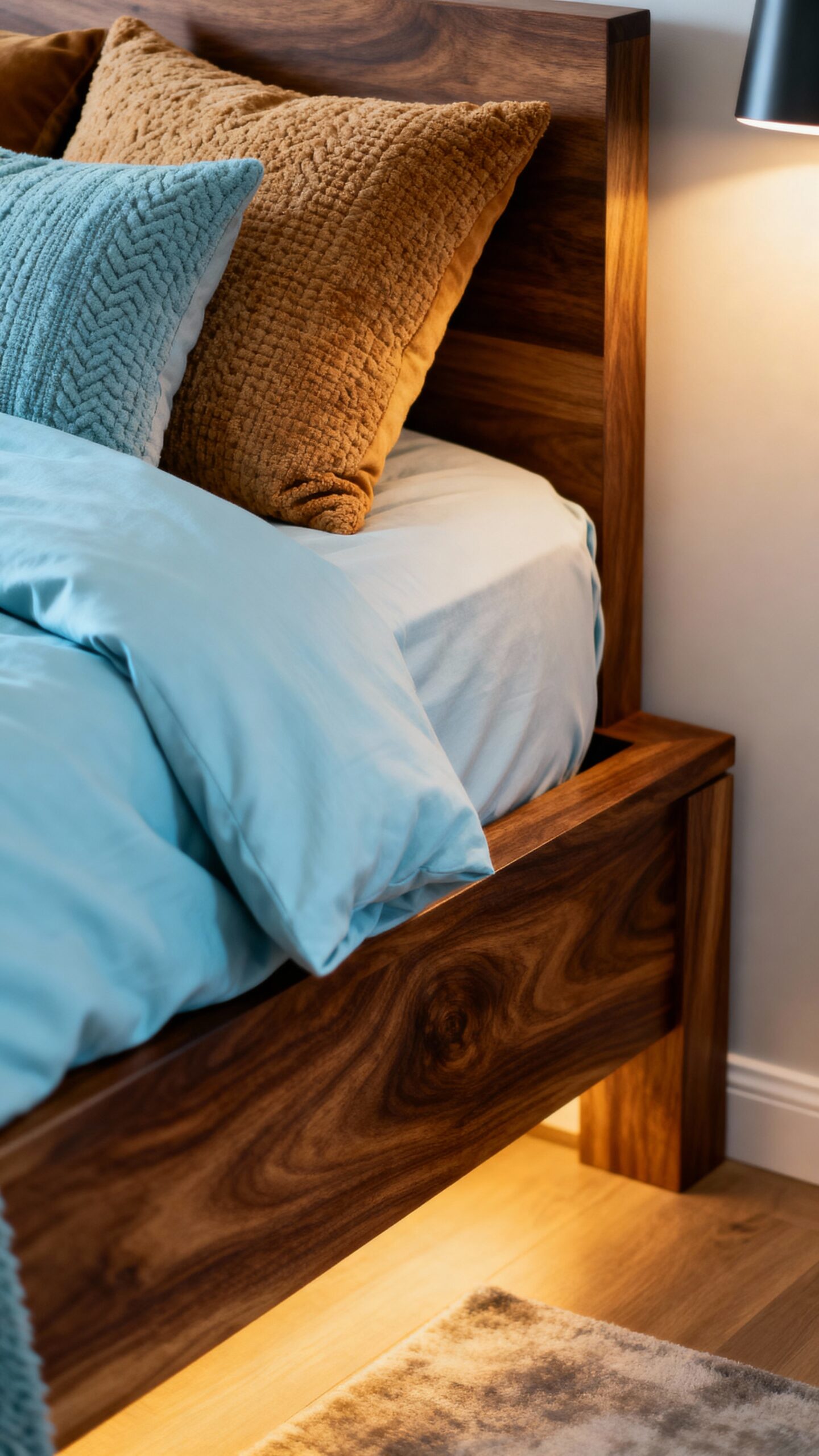 serene powder blue bedroom warmth