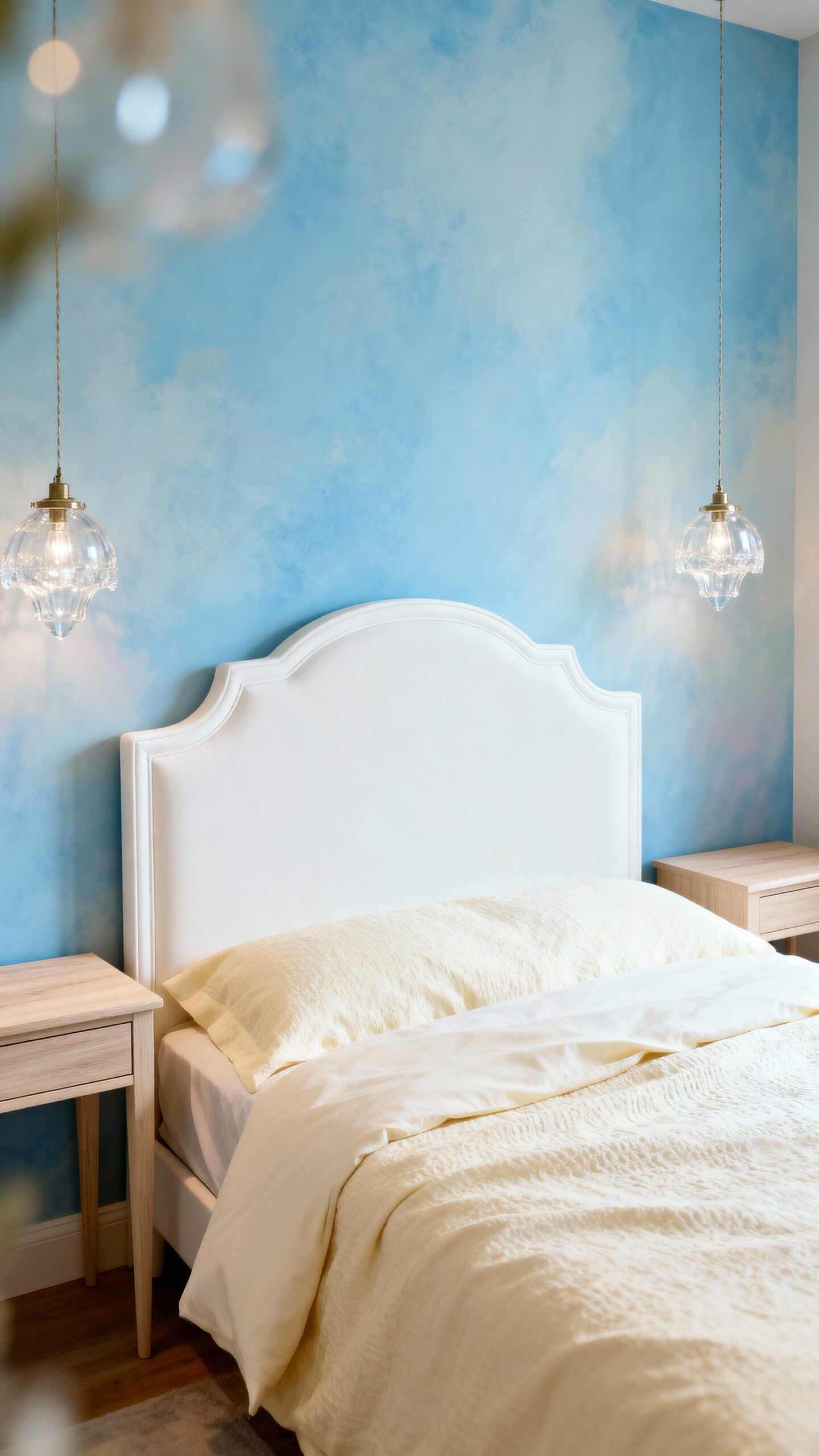 serene soothing sky blue accent wall