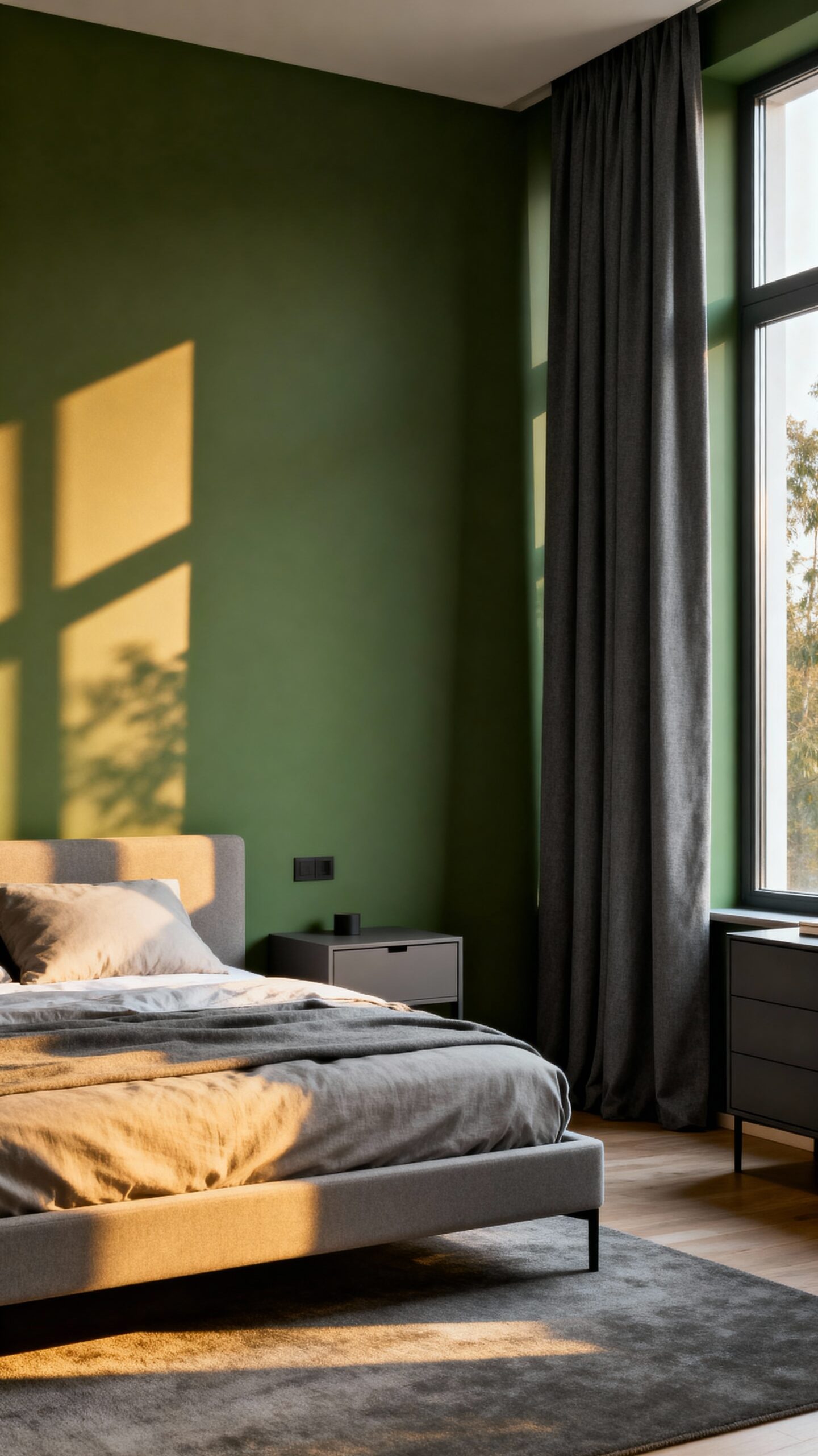 serene sophisticated eucalyptus green bedroom