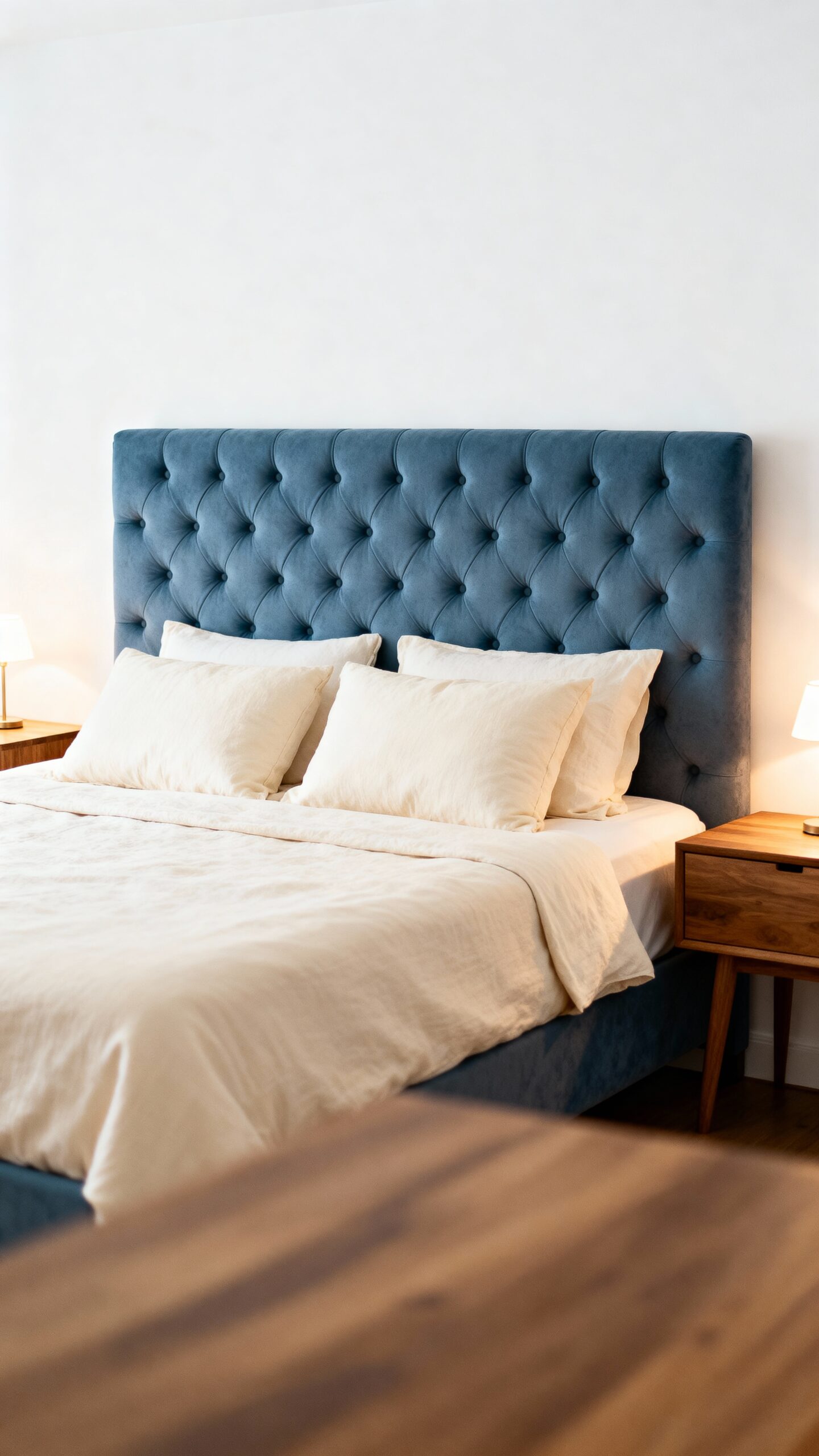 soft luxurious customizable dusty blue headboards