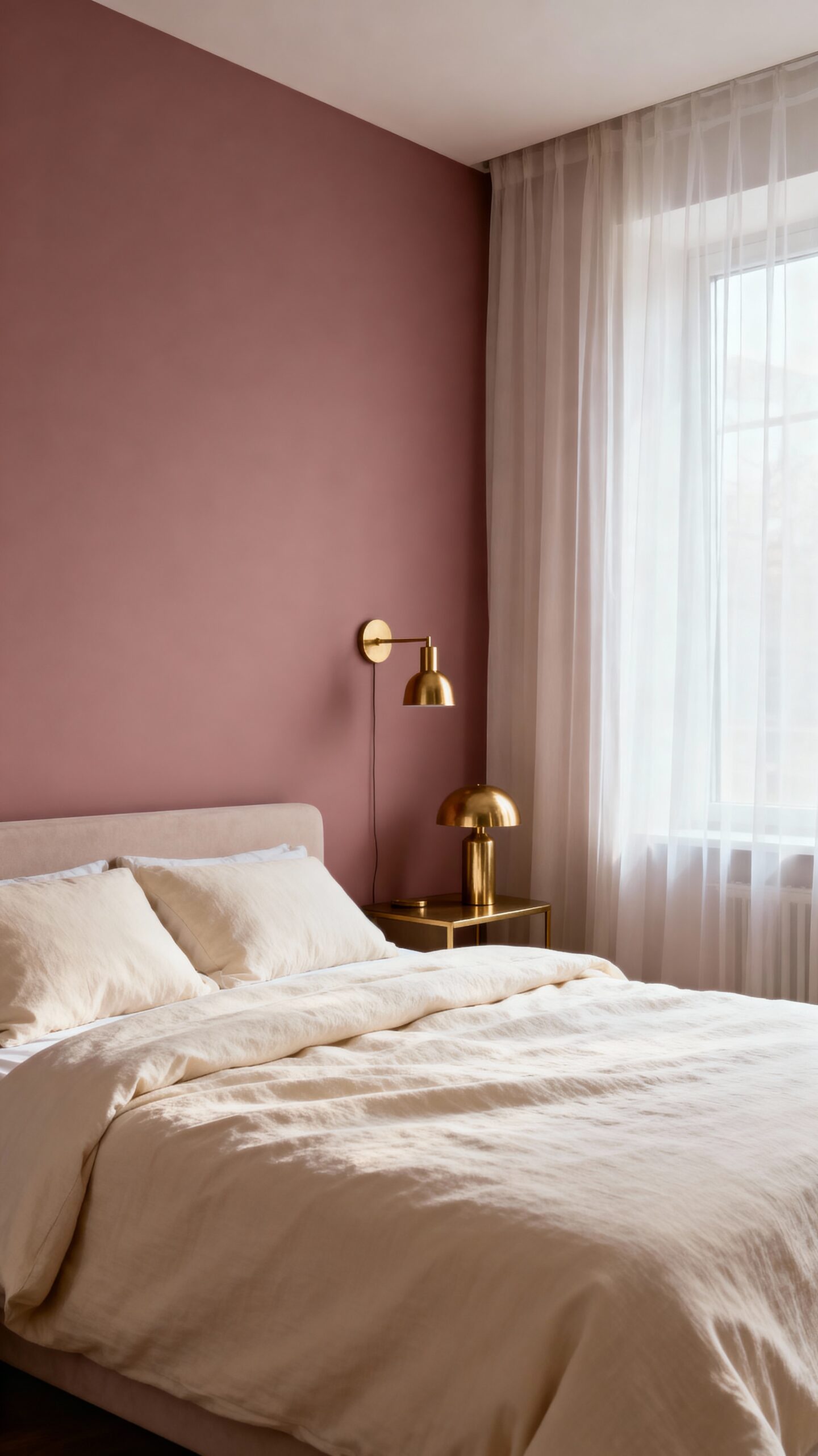 soft modern dusty pink bedroom