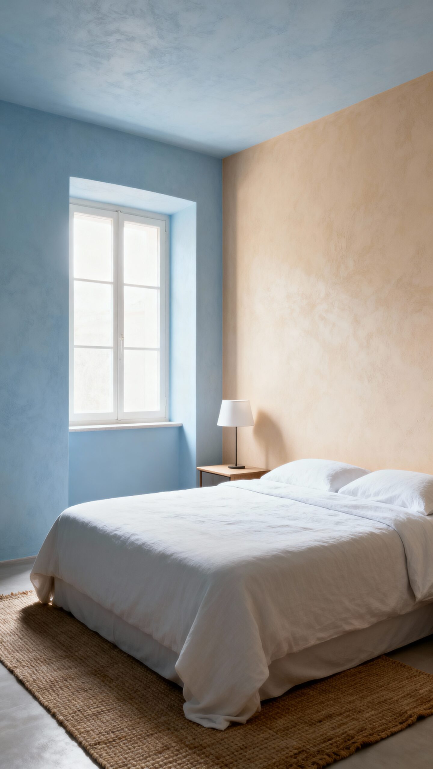 sophisticated blue and beige bedroom decor