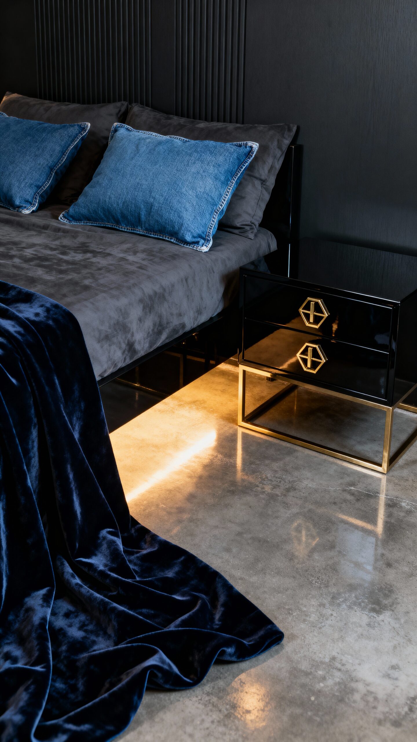 sophisticated contrast denim blue black