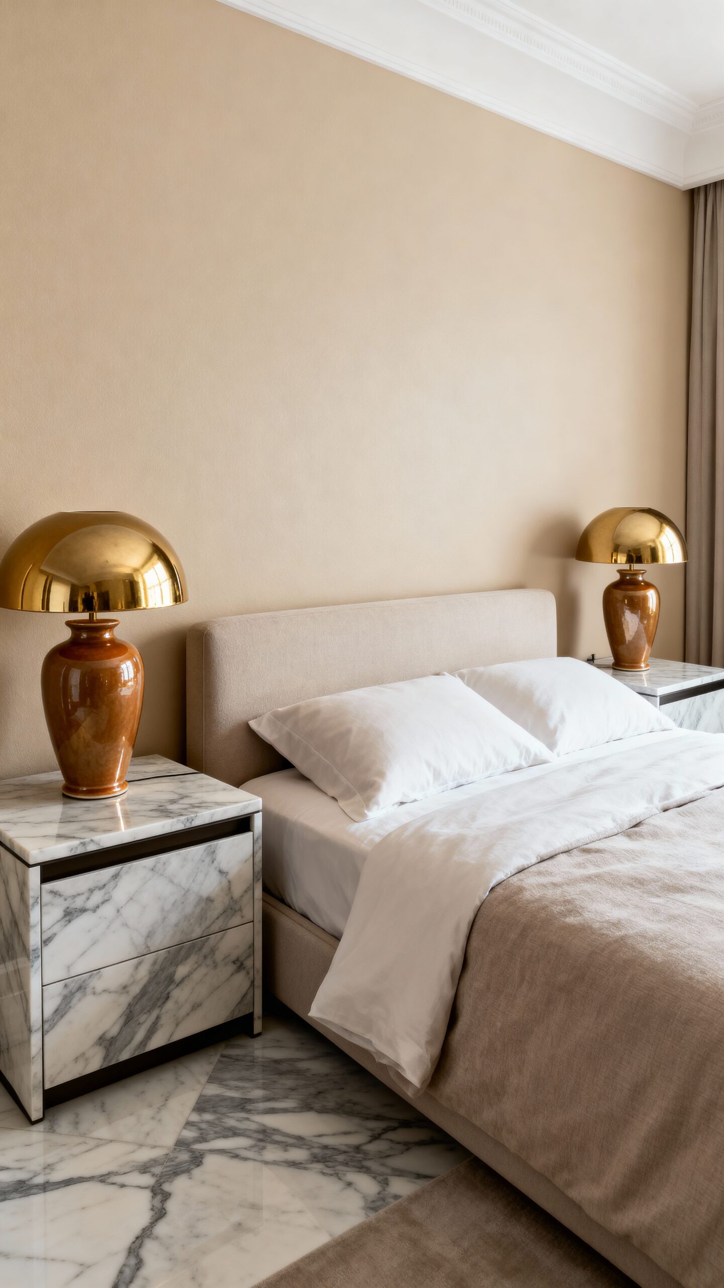 sophisticated contrast in bedroom design