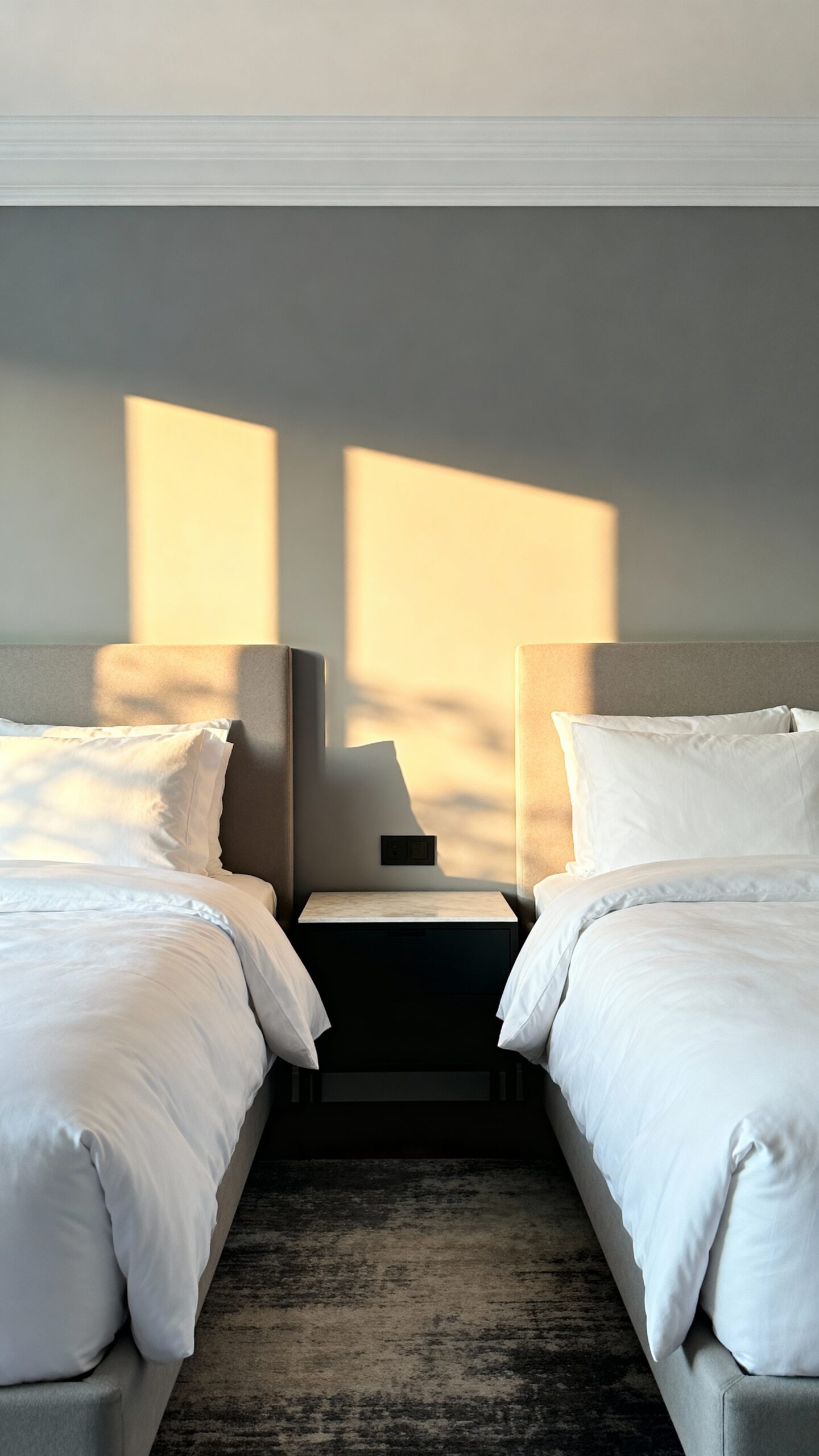 sophisticated elegant light grey bedroom