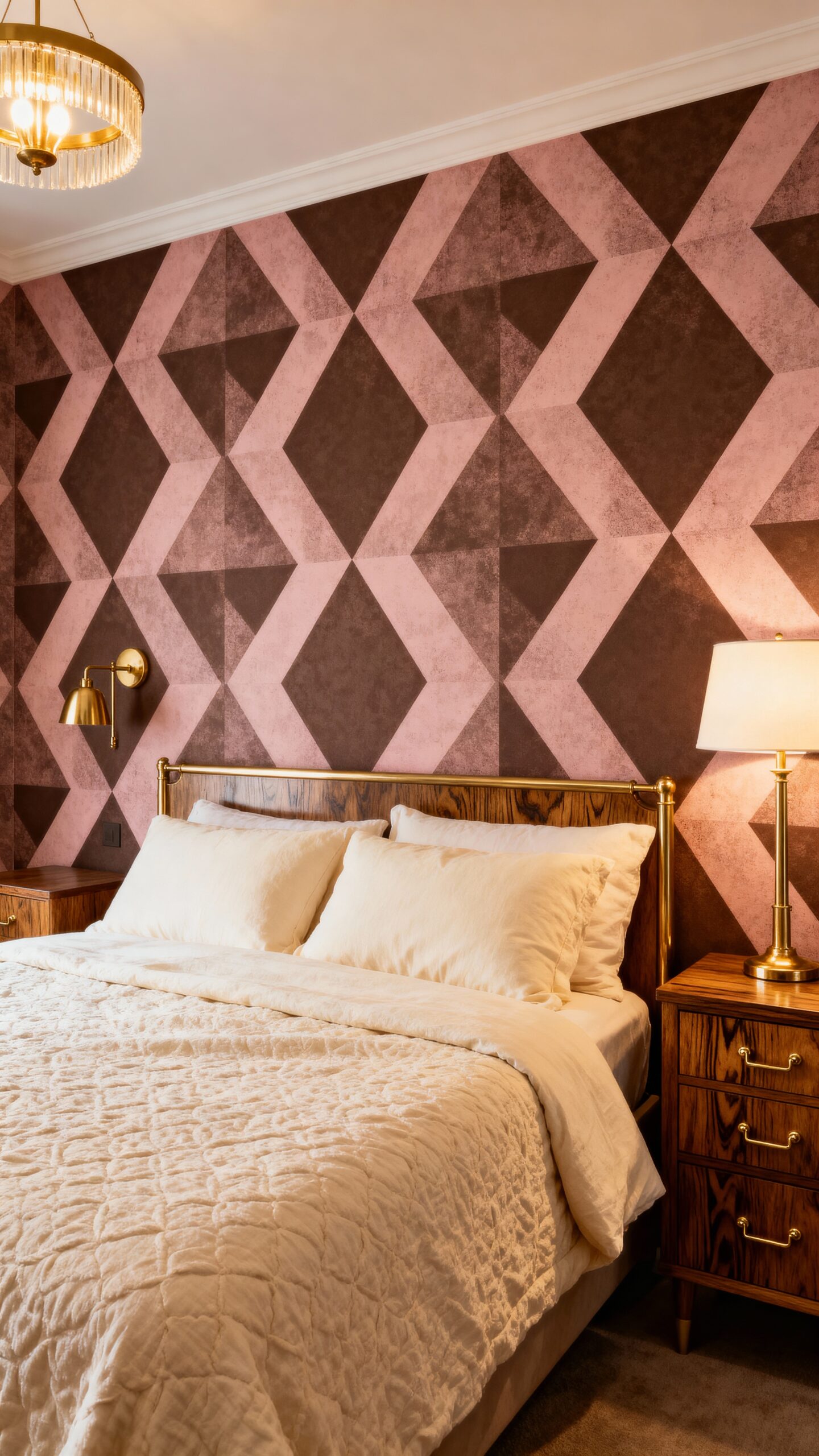 sophisticated geometric accent wall focal point