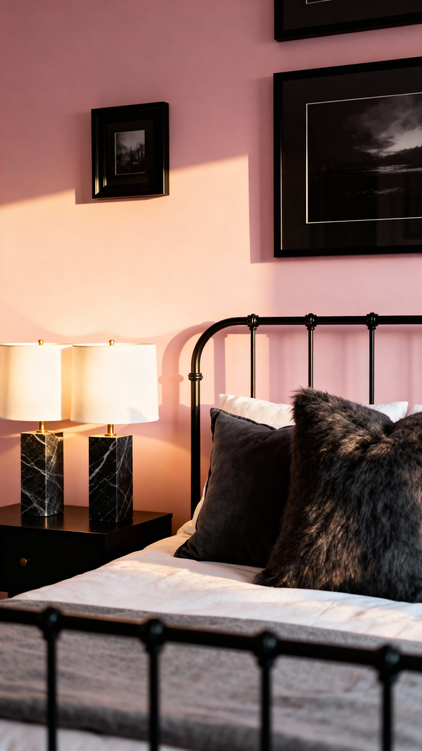 sophisticated millennial pink bedroom design