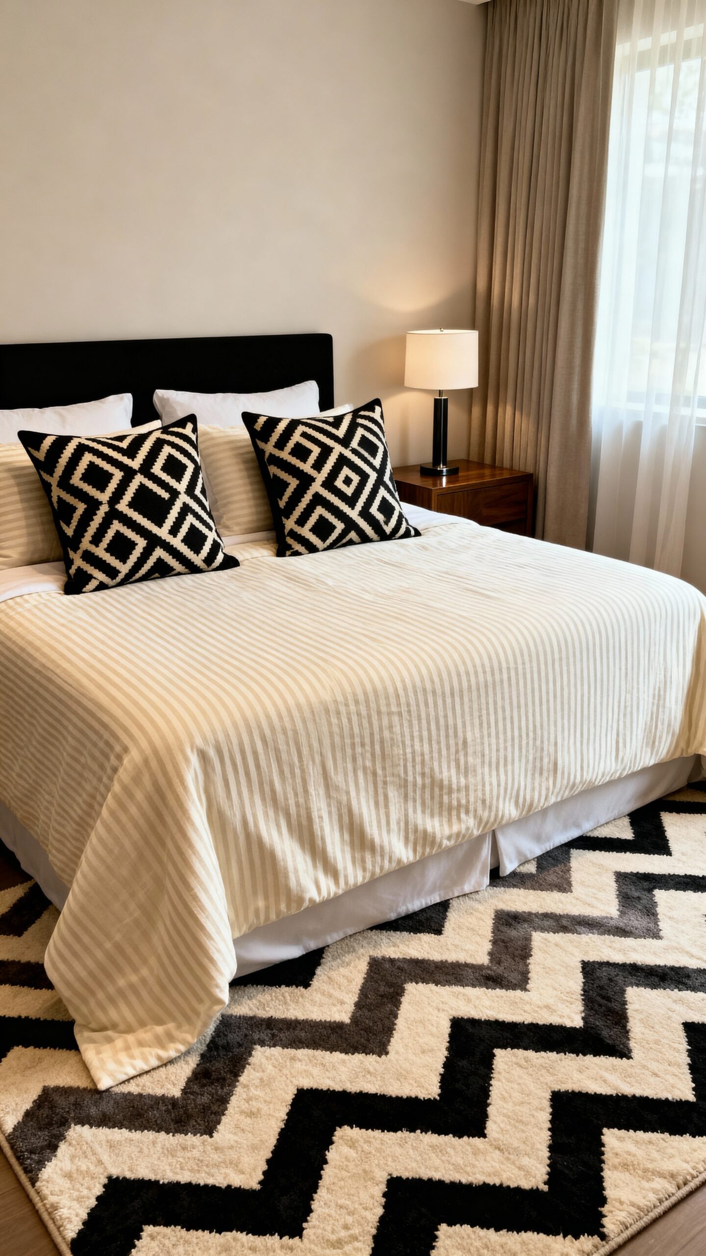 sophisticated monochrome geometric textile design