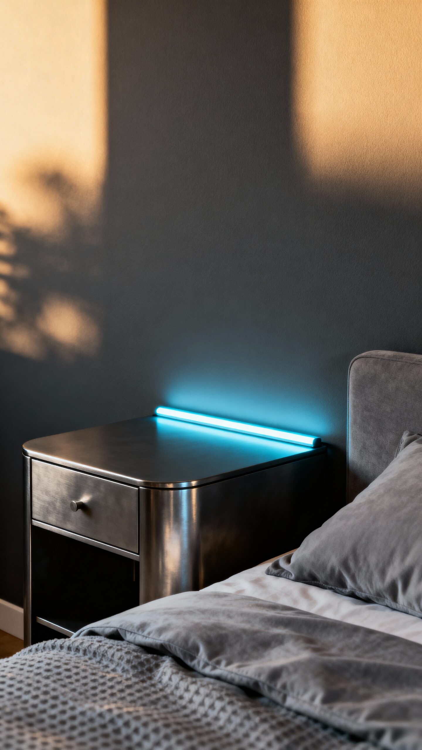 sophisticated monochrome grey with blue accents