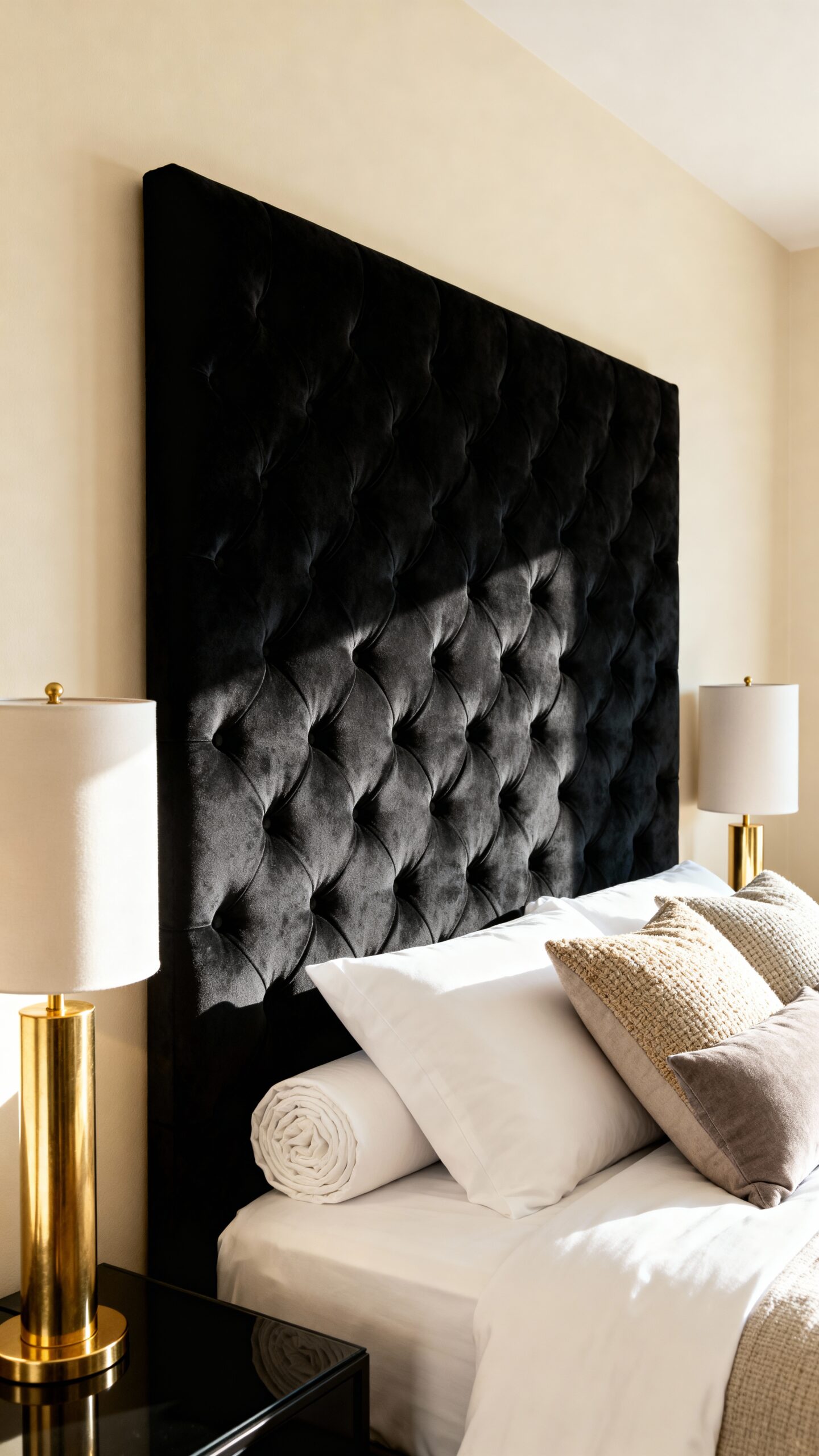 sophisticated retreat with upholstered headboard