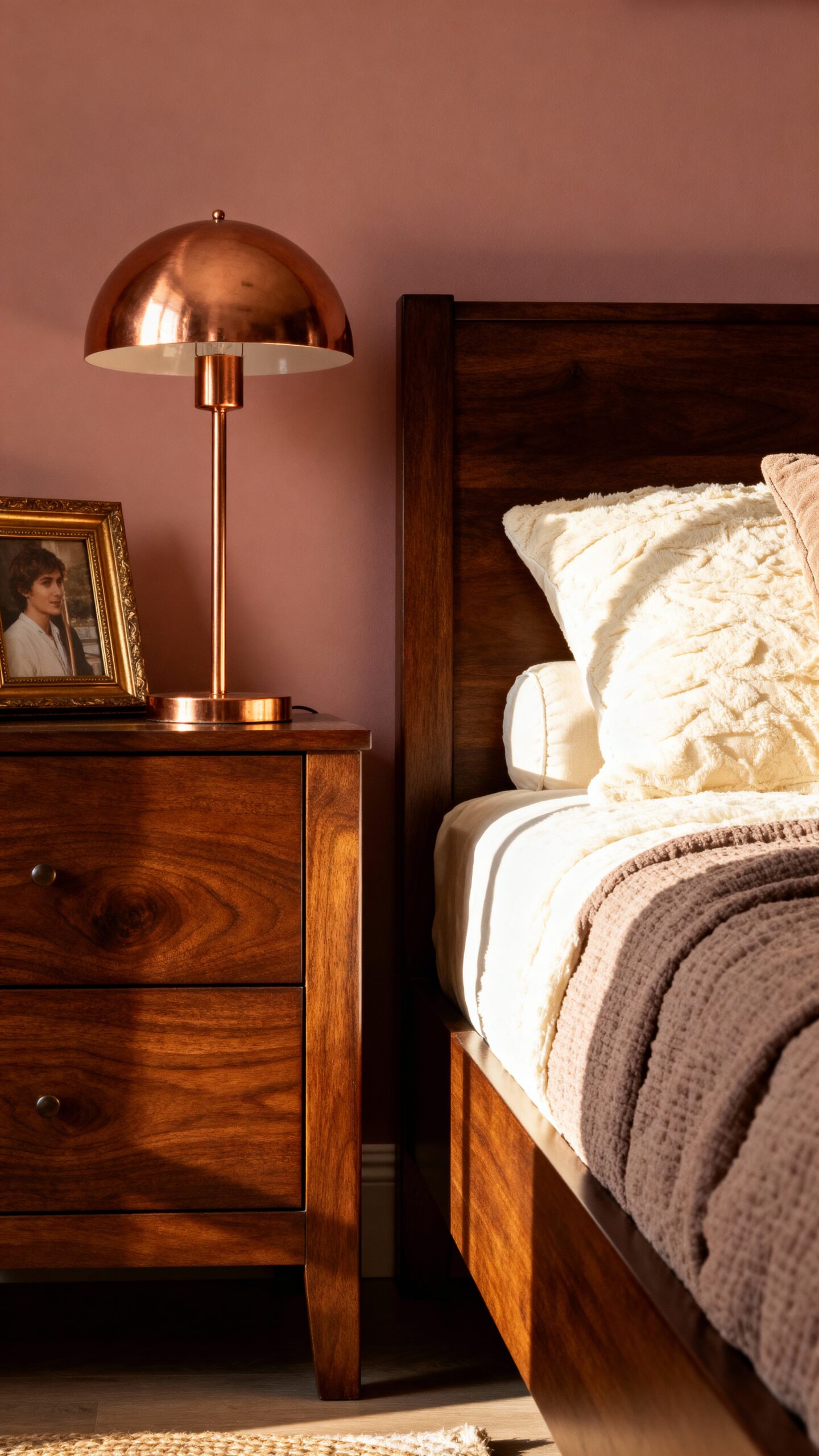 sophisticated rose chocolate bedroom retreat