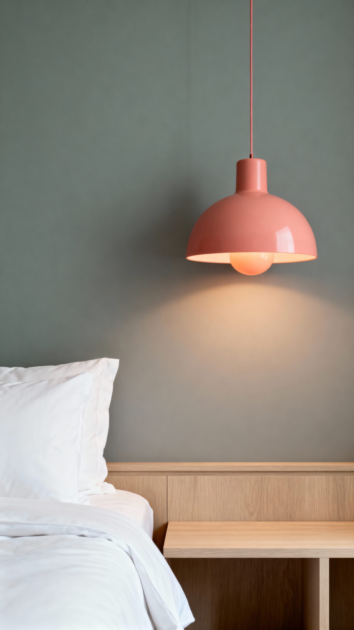 sophisticated sage grey coral pink lighting