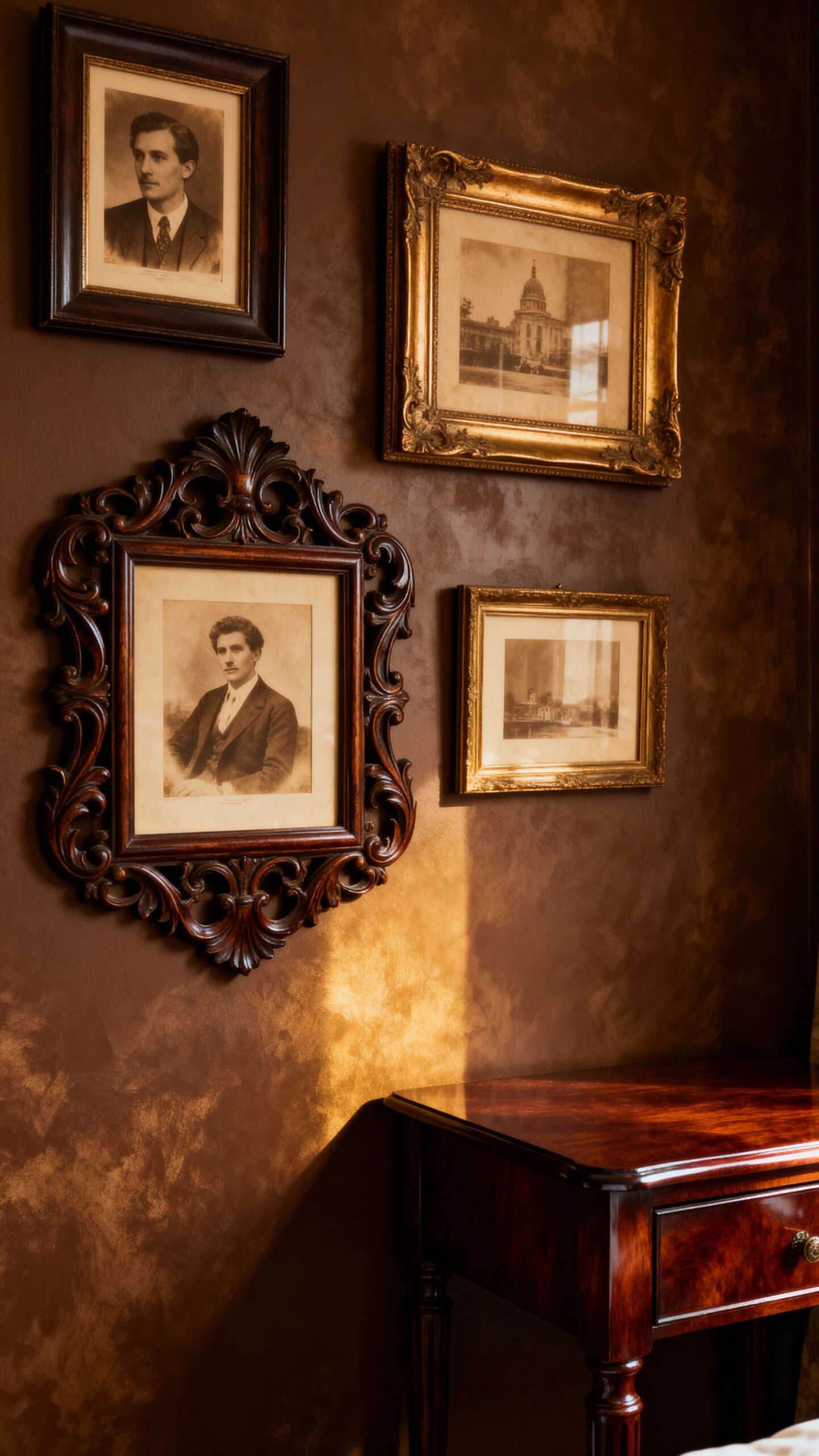 sophisticated sepia gallery with dark frames