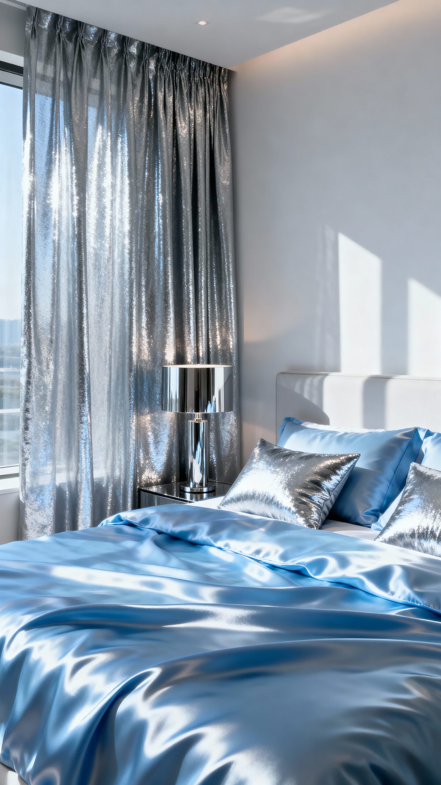 sophisticated sky blue and silver bedding