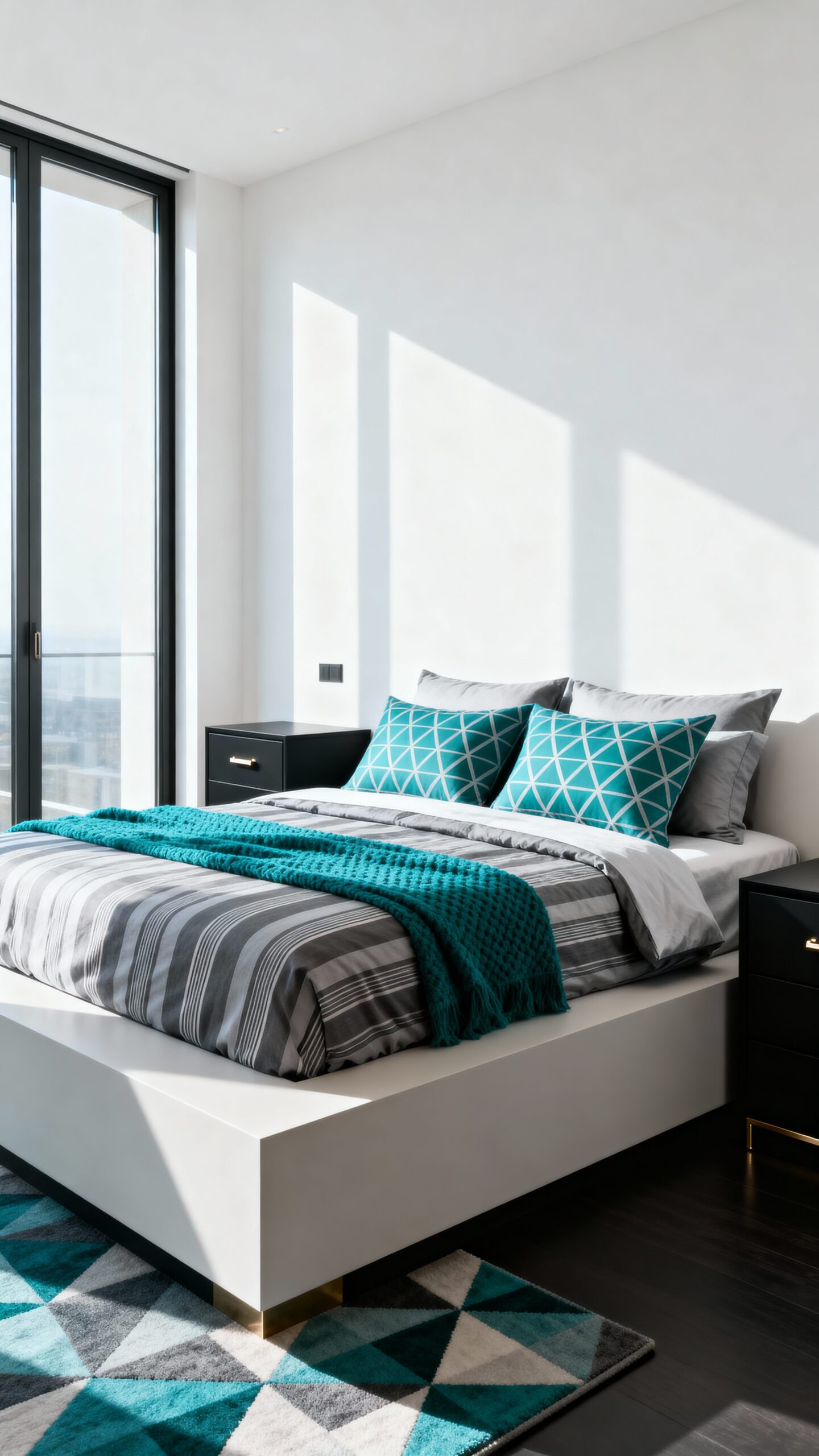 sophisticated teal and grey pattern harmonies