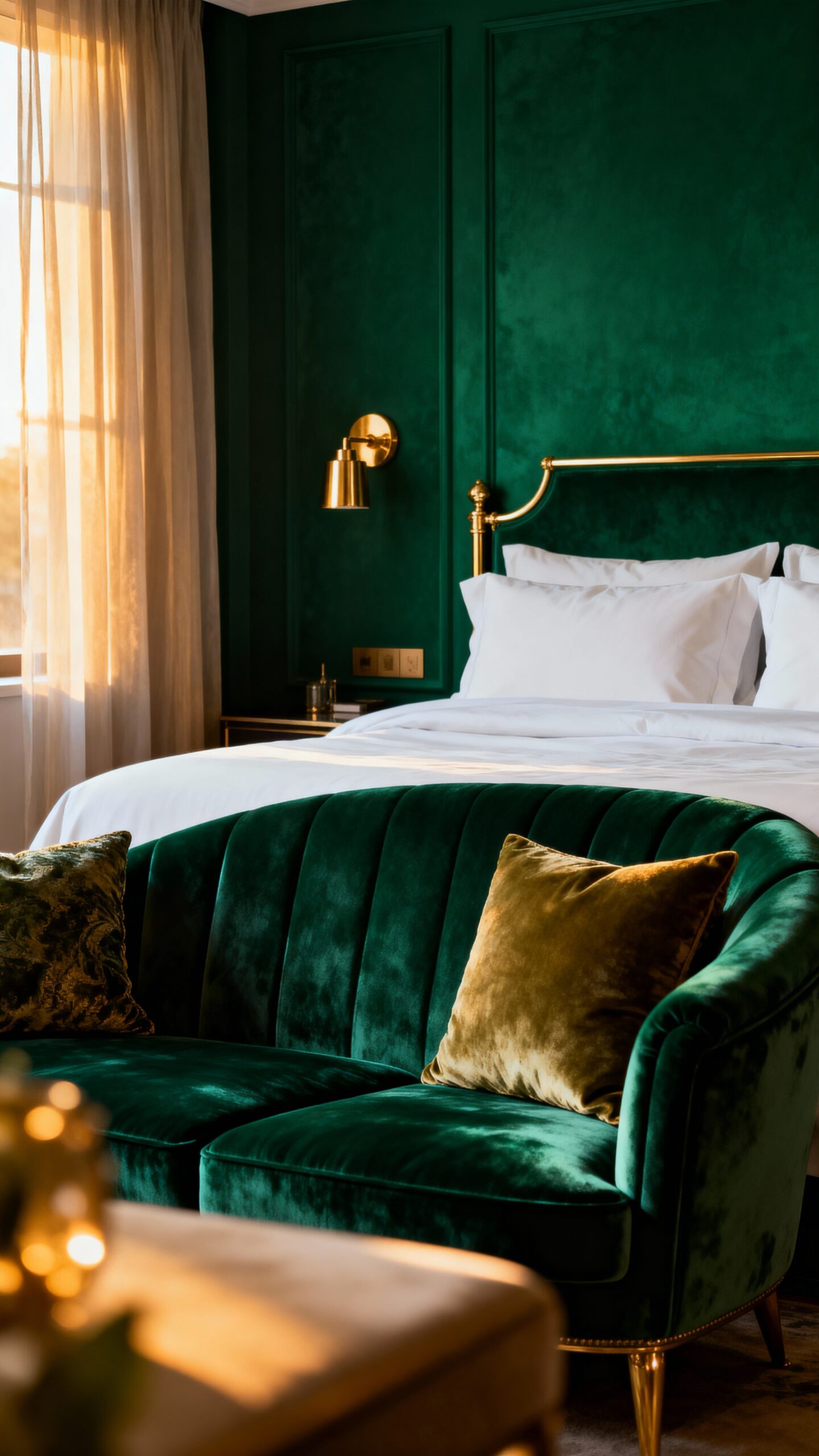 sophisticated tranquil timeless emerald accent wall