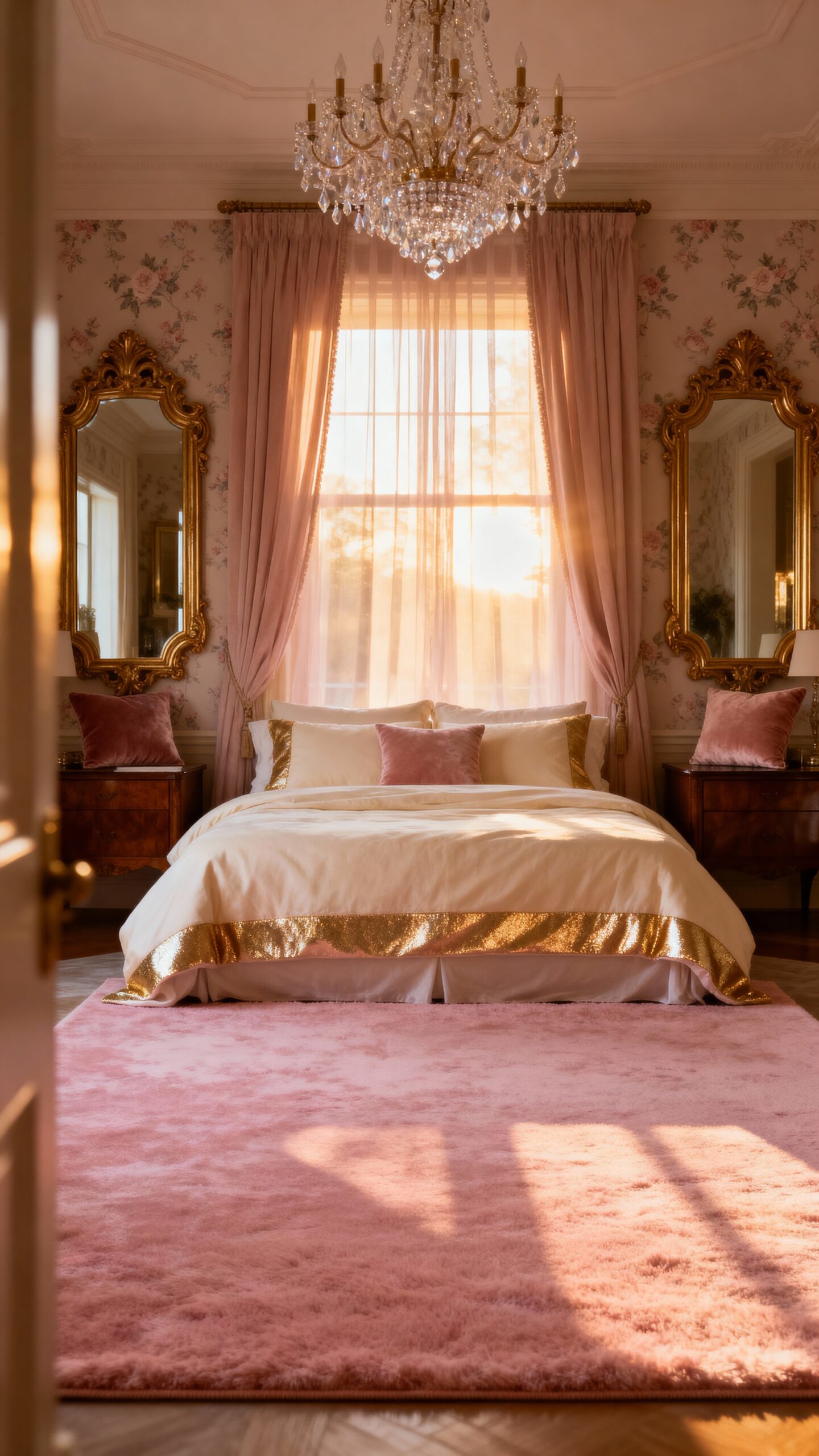 strategically placed blush pink room anchor