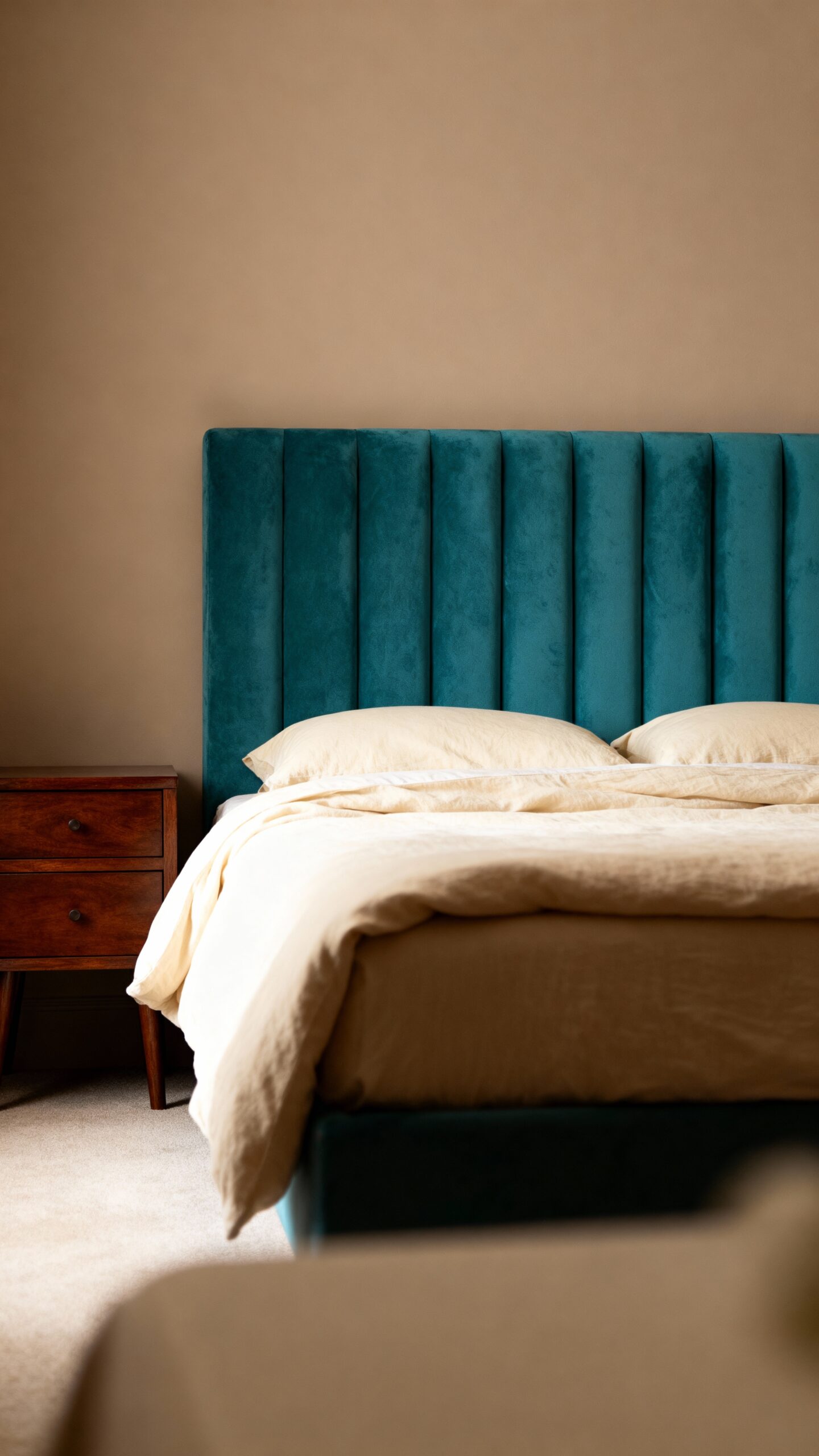 teal blue warm taupe soothing ambiance