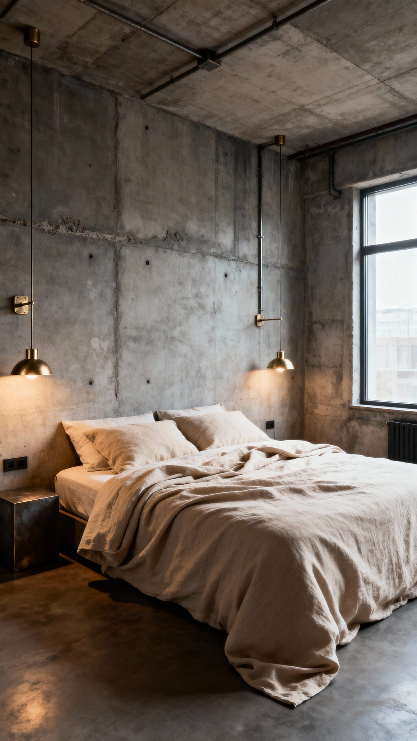 textural balance industrial chic bedroom
