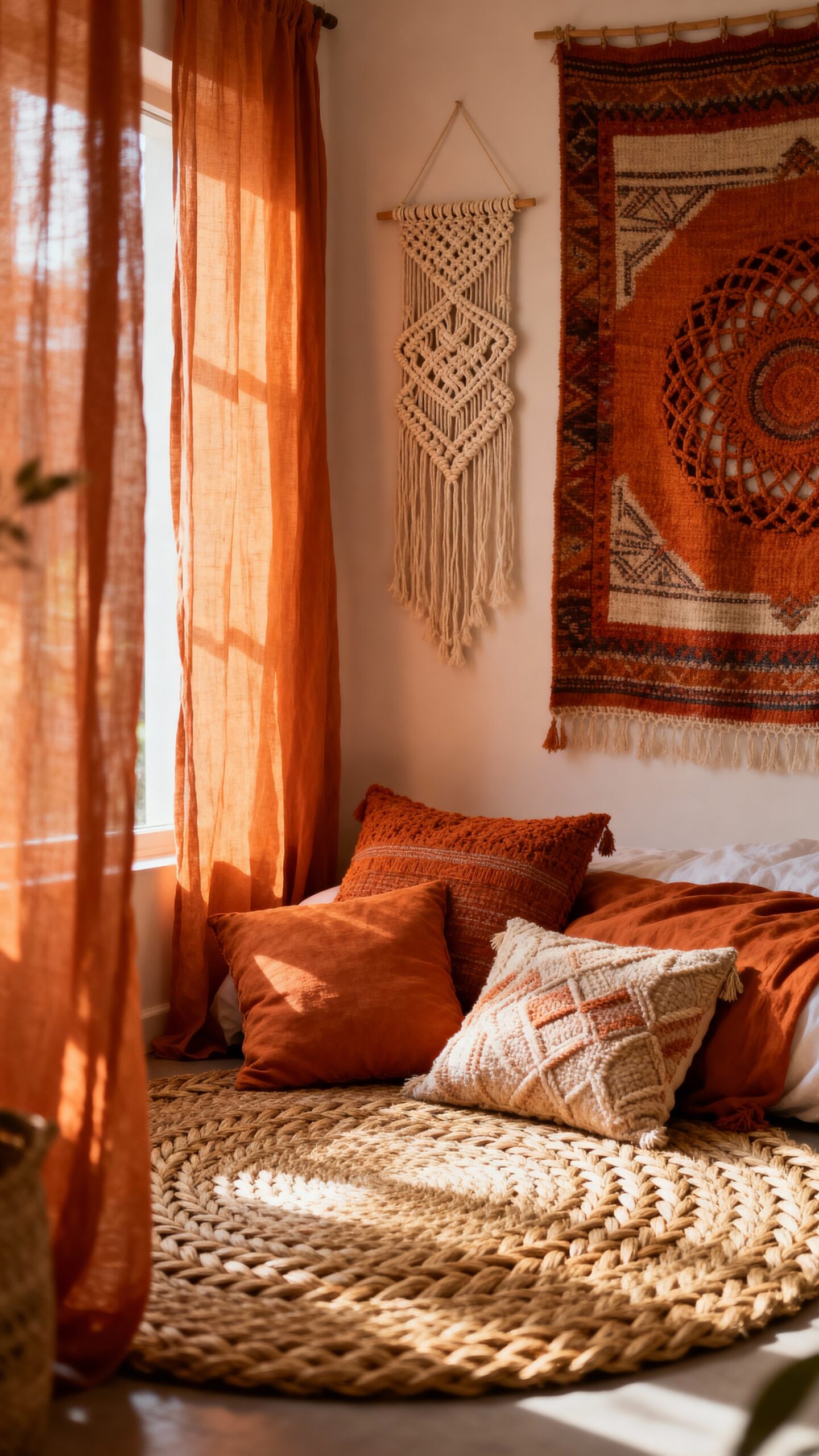 textured bohemian burnt orange handcrafted