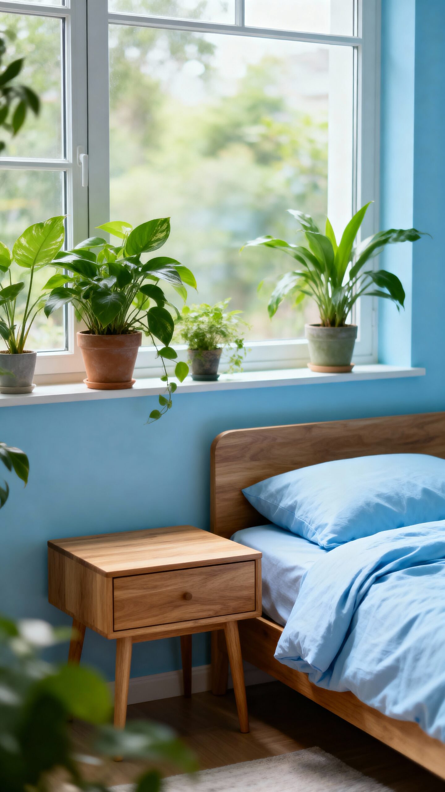 tranquil blue bedroom nature accents