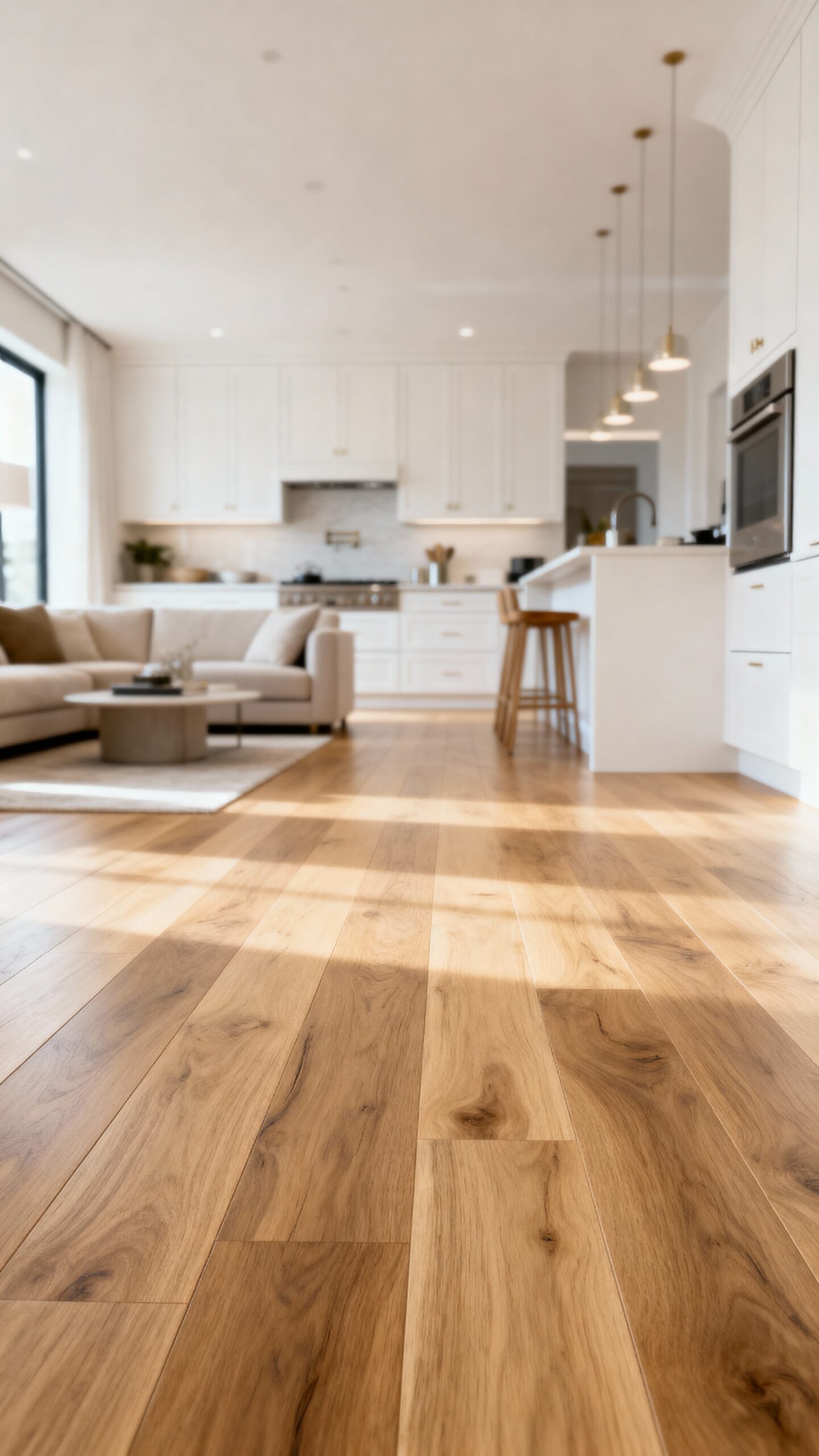 uninterrupted visual flooring foundation for open concept