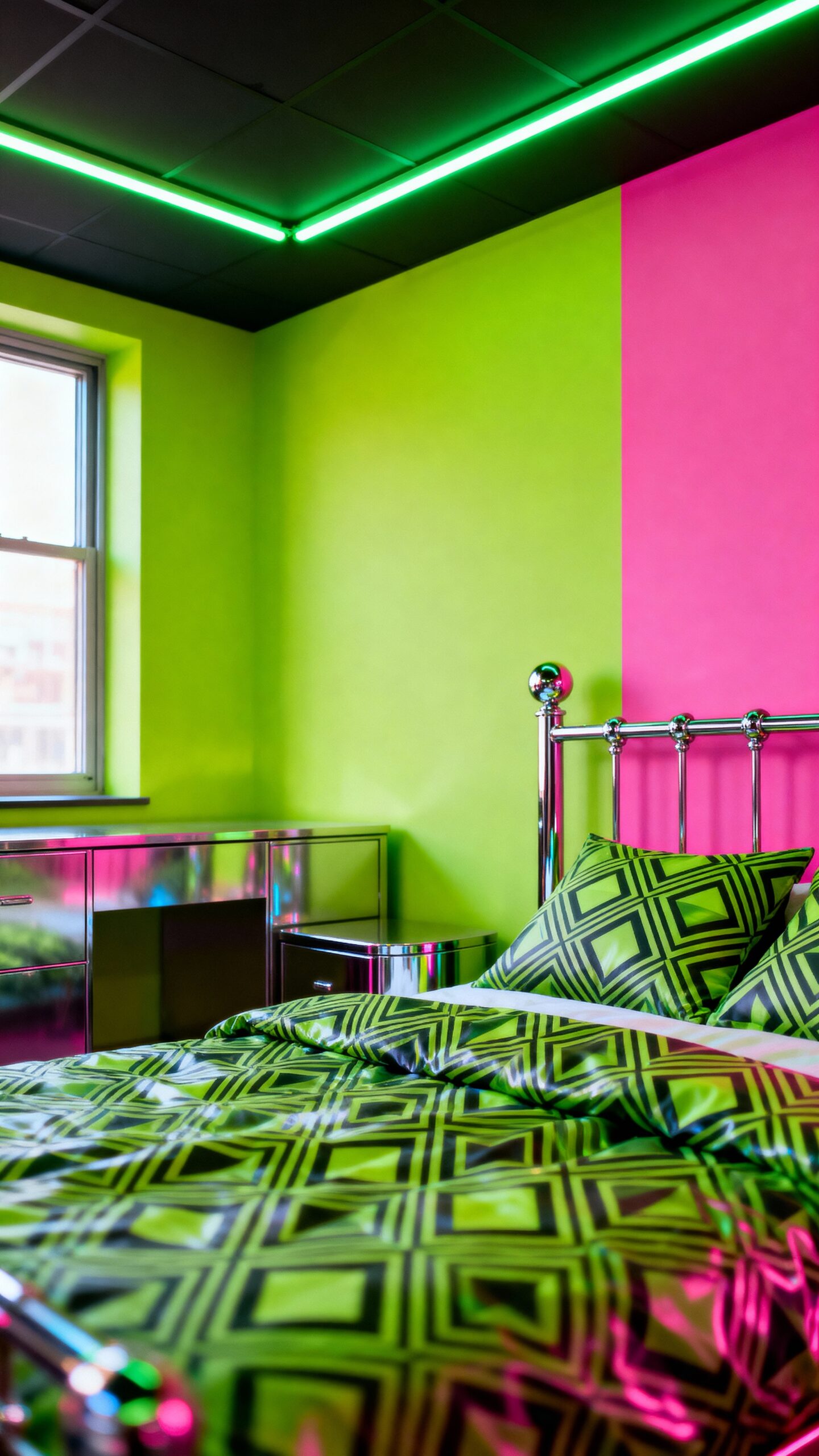 vibrant 80s retro bedroom aesthetic