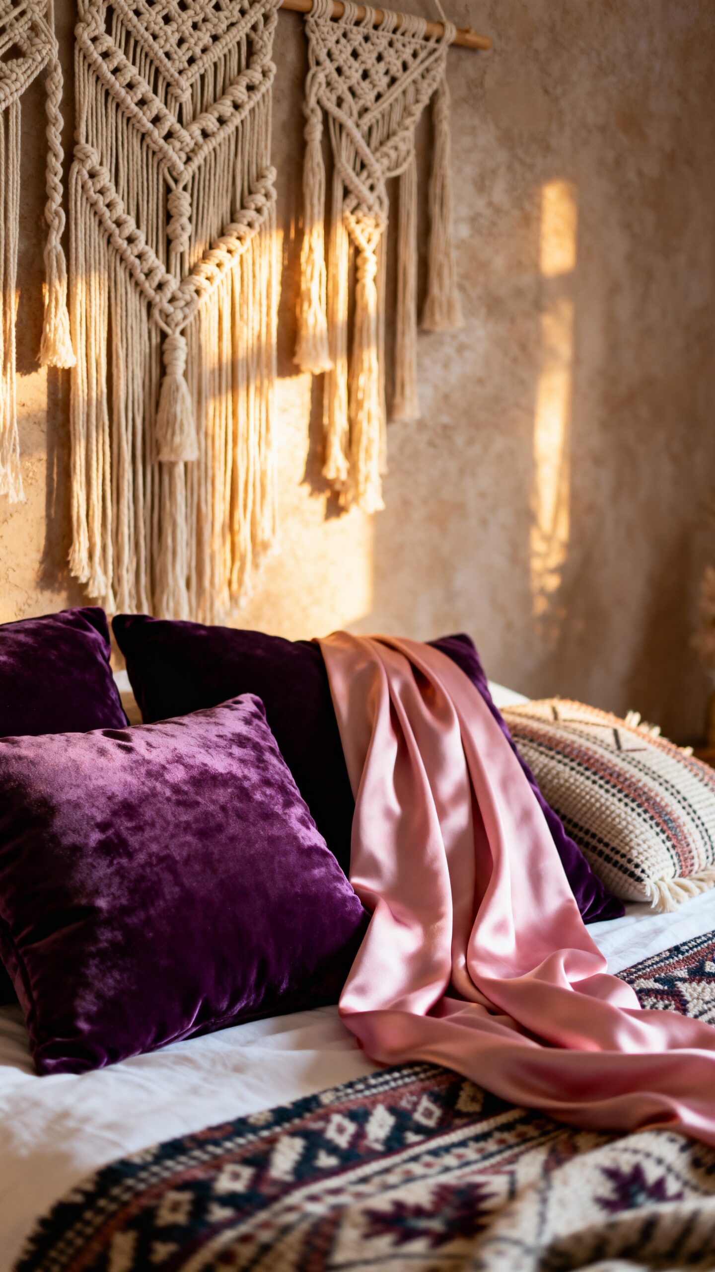 vibrant bohemian textural bedroom sanctuary