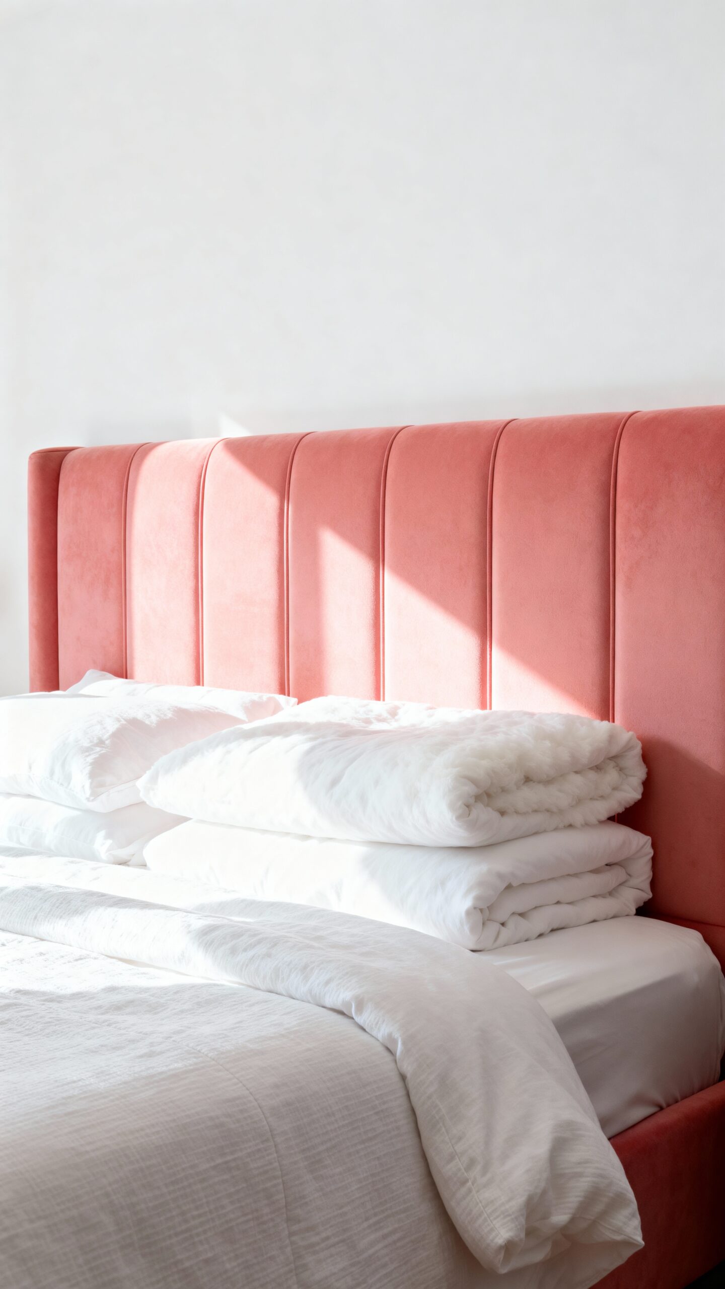 vibrant coral bedroom focal point