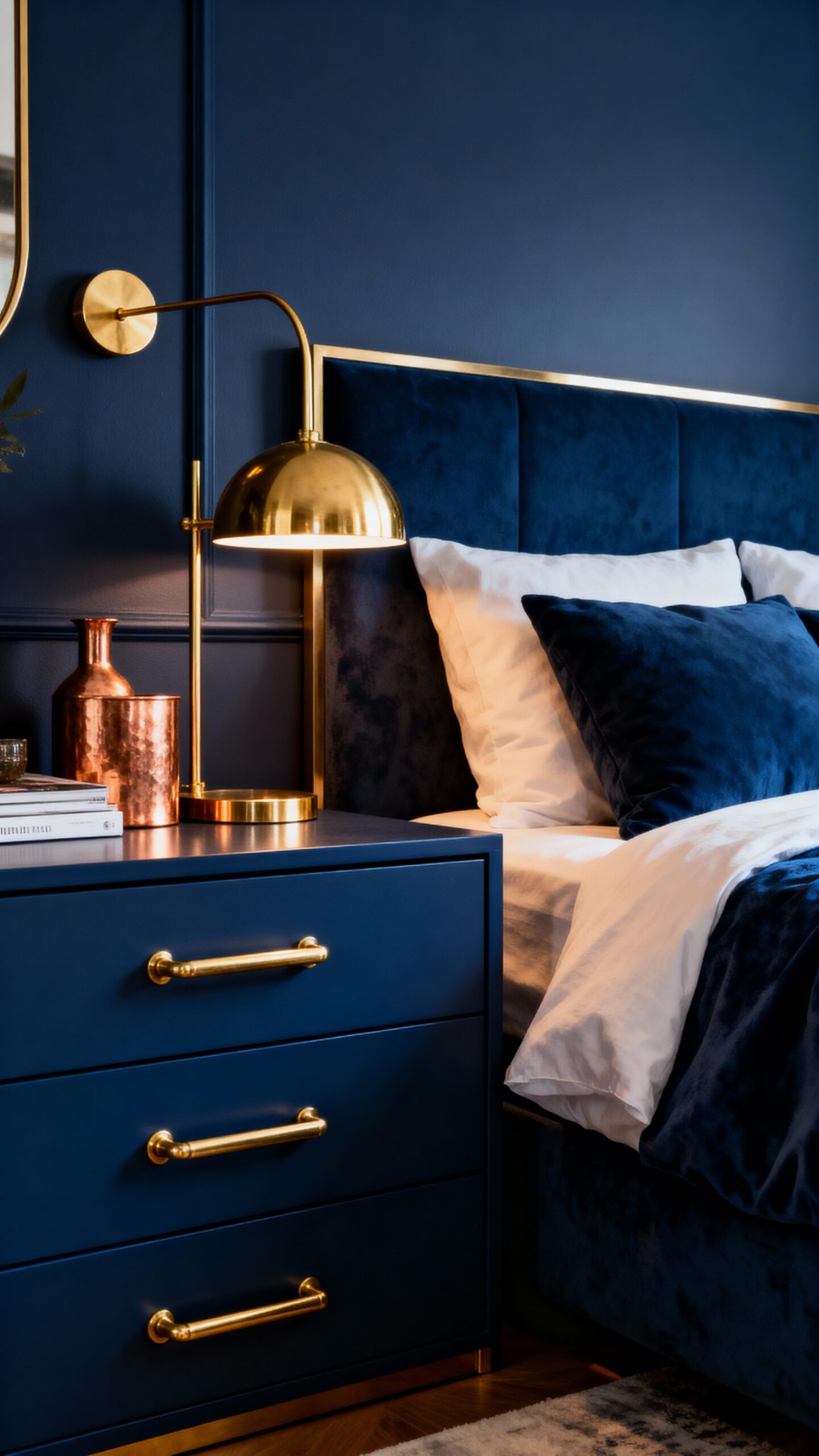 warm metallic accents elevate moody sophistication