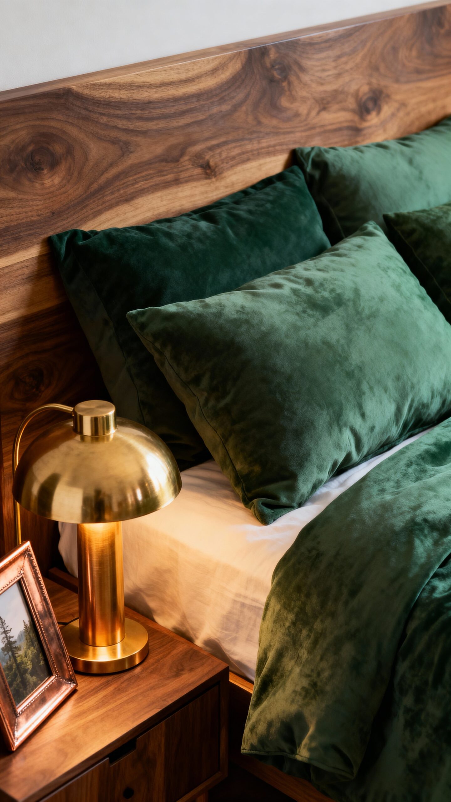 warm metallic earth toned bedroom elegance