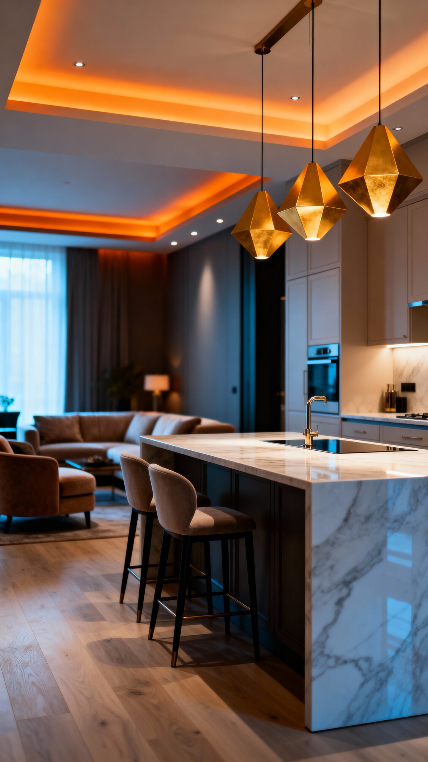 zonal lighting defines open floor space