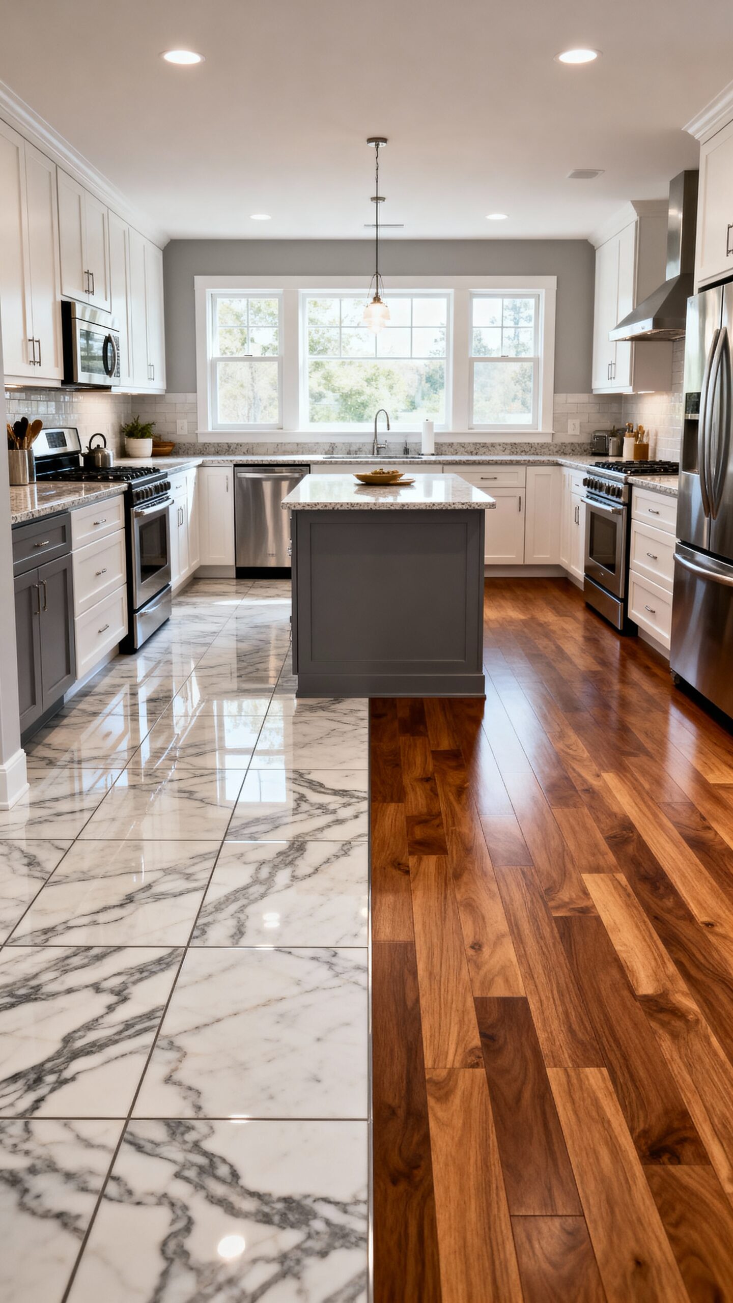 zoning with flooring materials creates cohesion