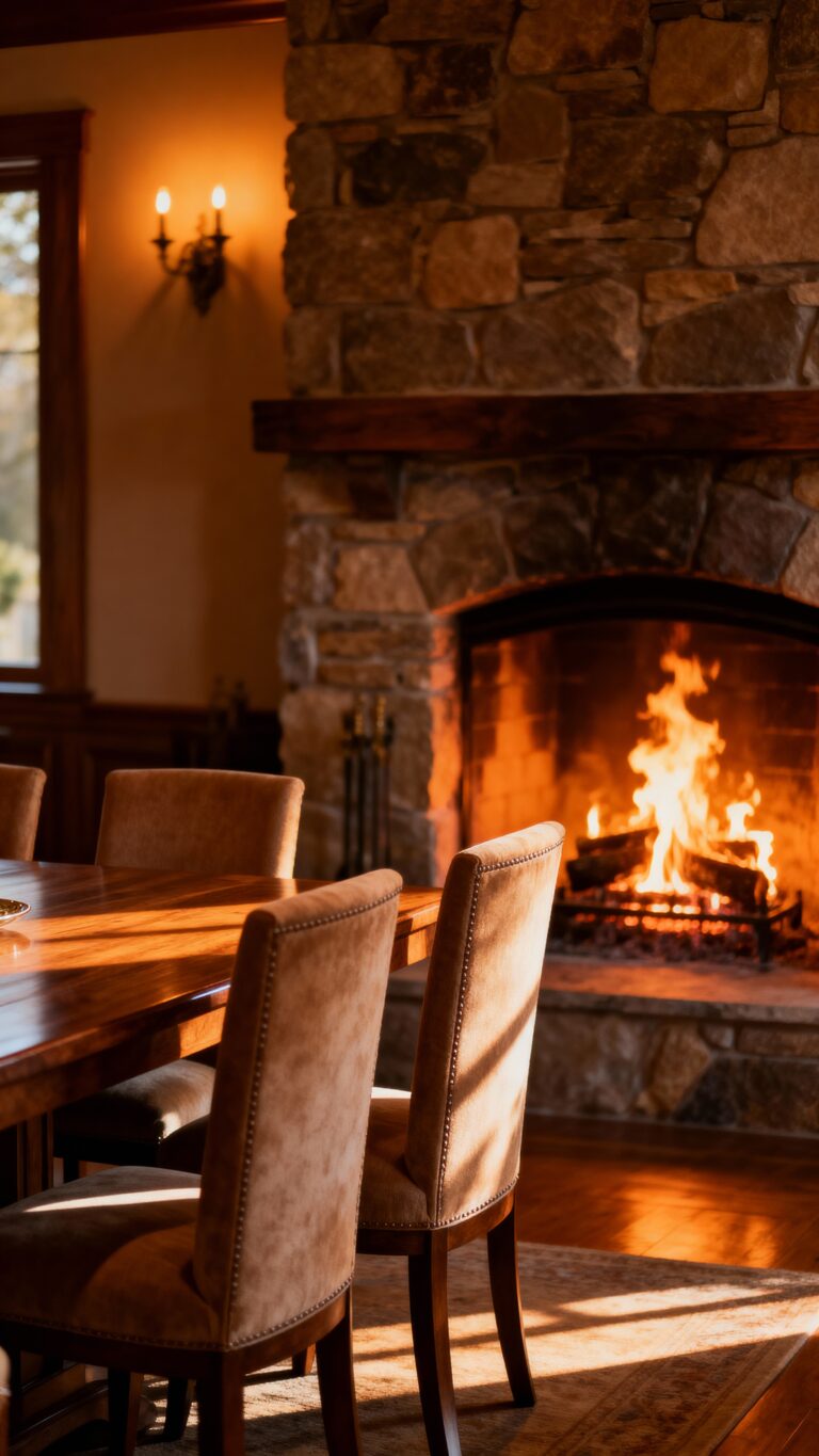 cozy dining room fireplace inspirations