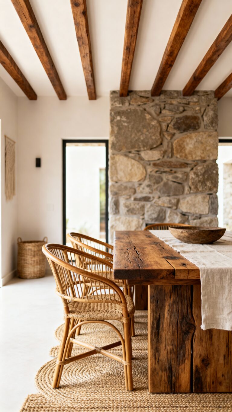 rustic natural textural dining