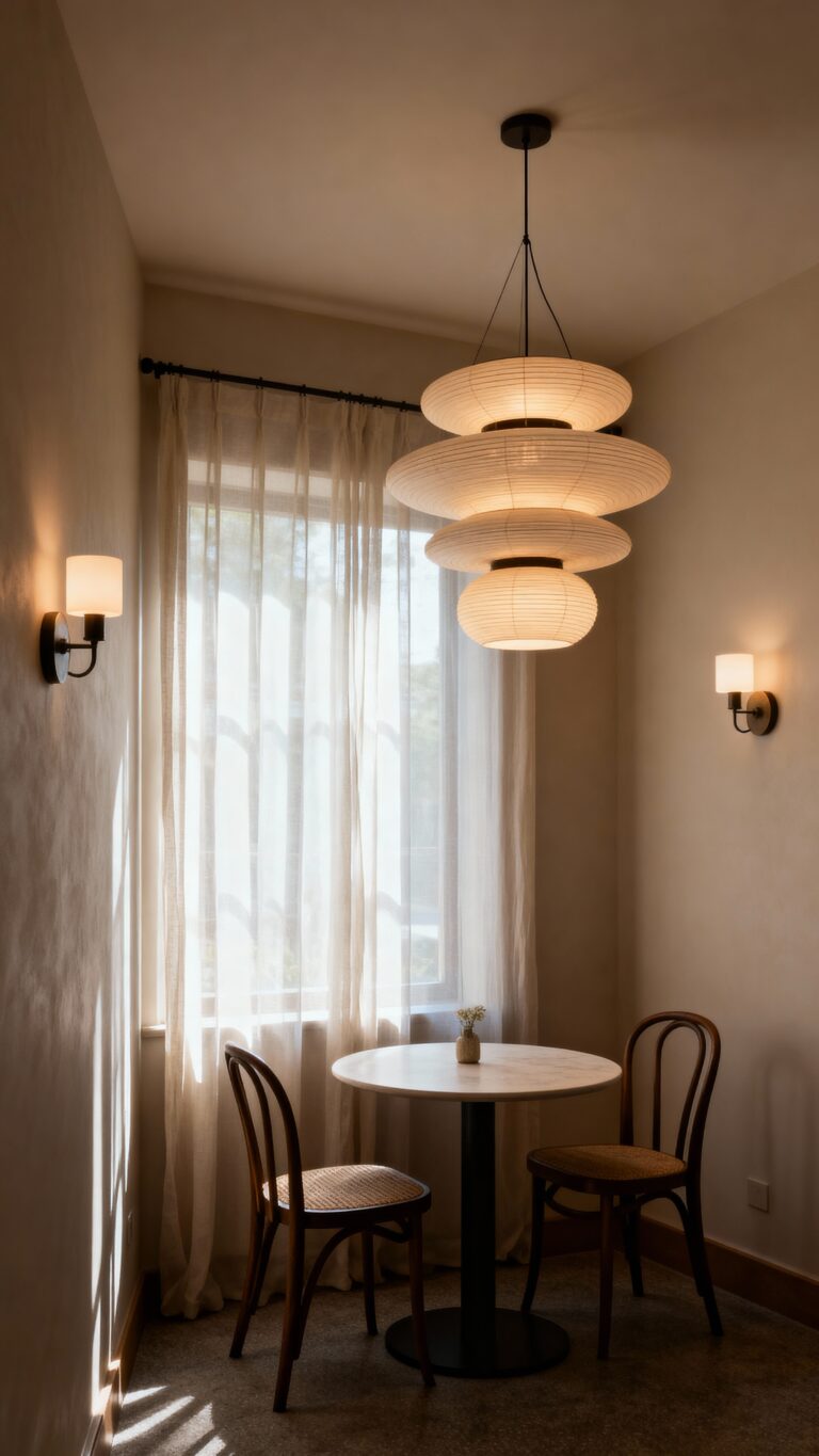 small bright open dining lights